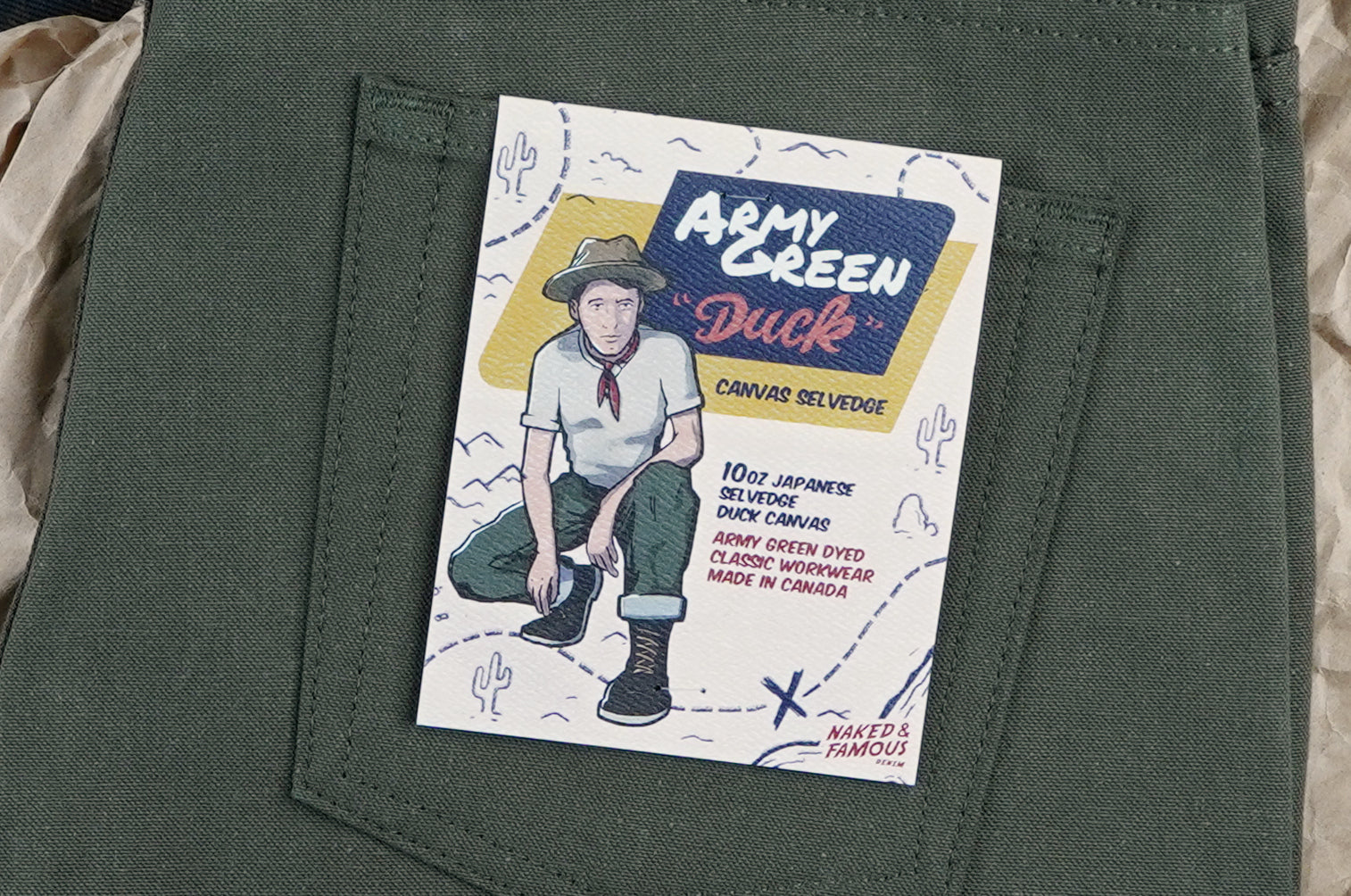 Army Green Duck Canvas Selvedge Pocket Flasher