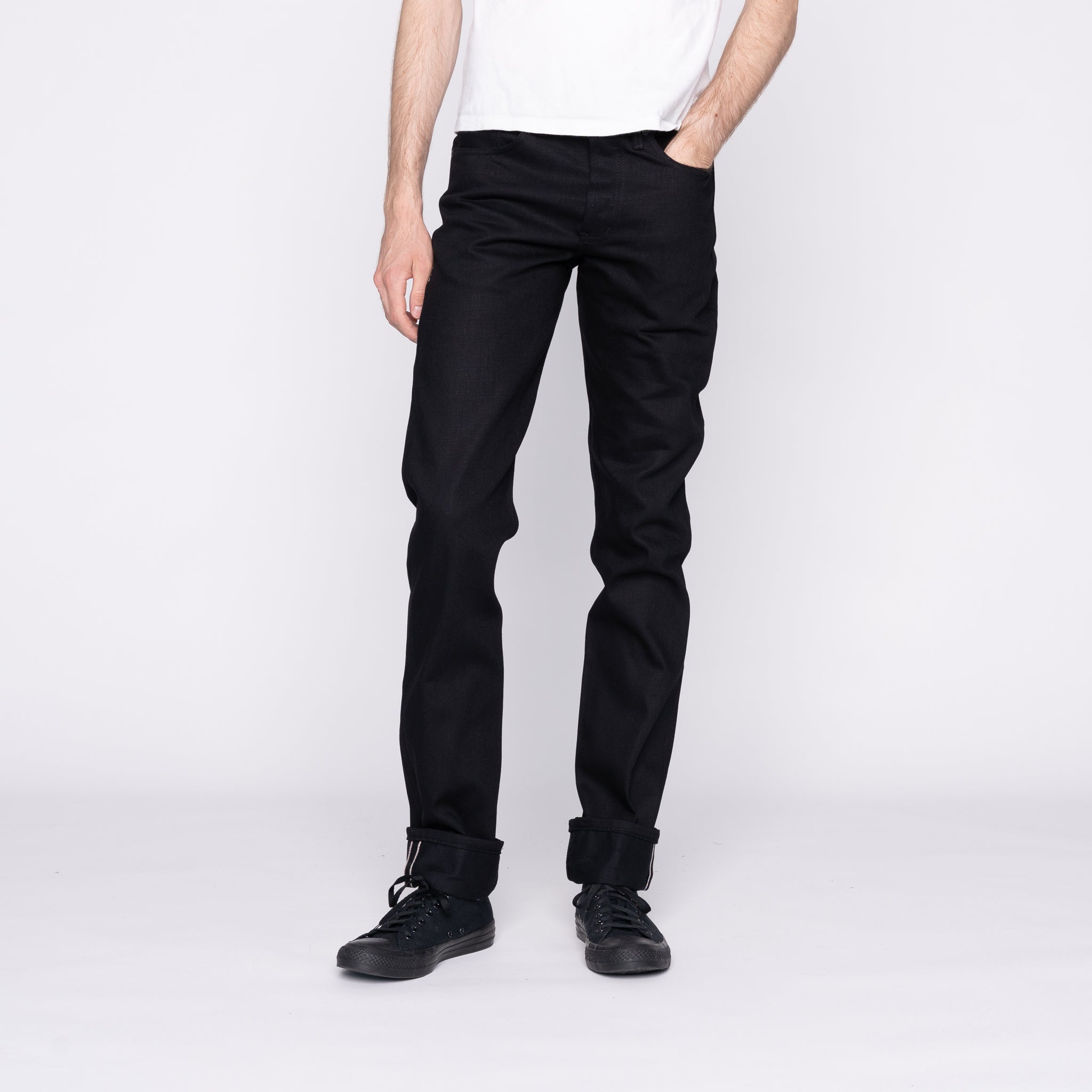 Weird Guy - Solid Black Selvedge - 36" Long Inseam by Naked & Famous Denim
