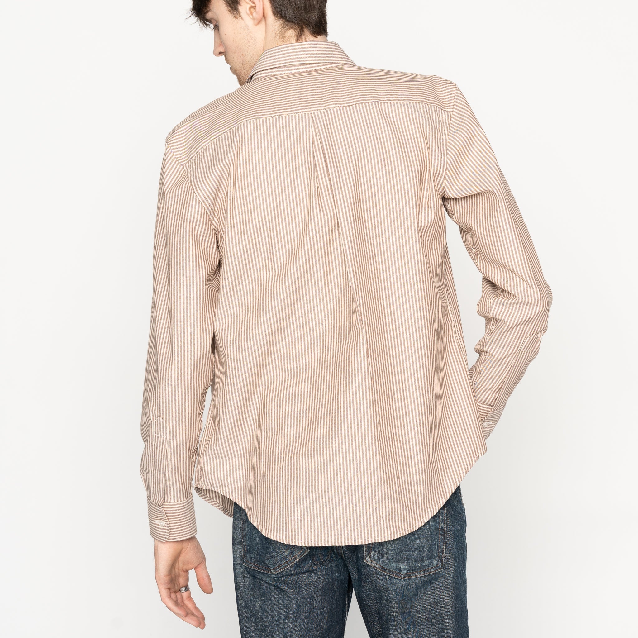Easy Shirt - Soft Finish Classic Stripe - Cream + Brown by Naked & Famous Denim