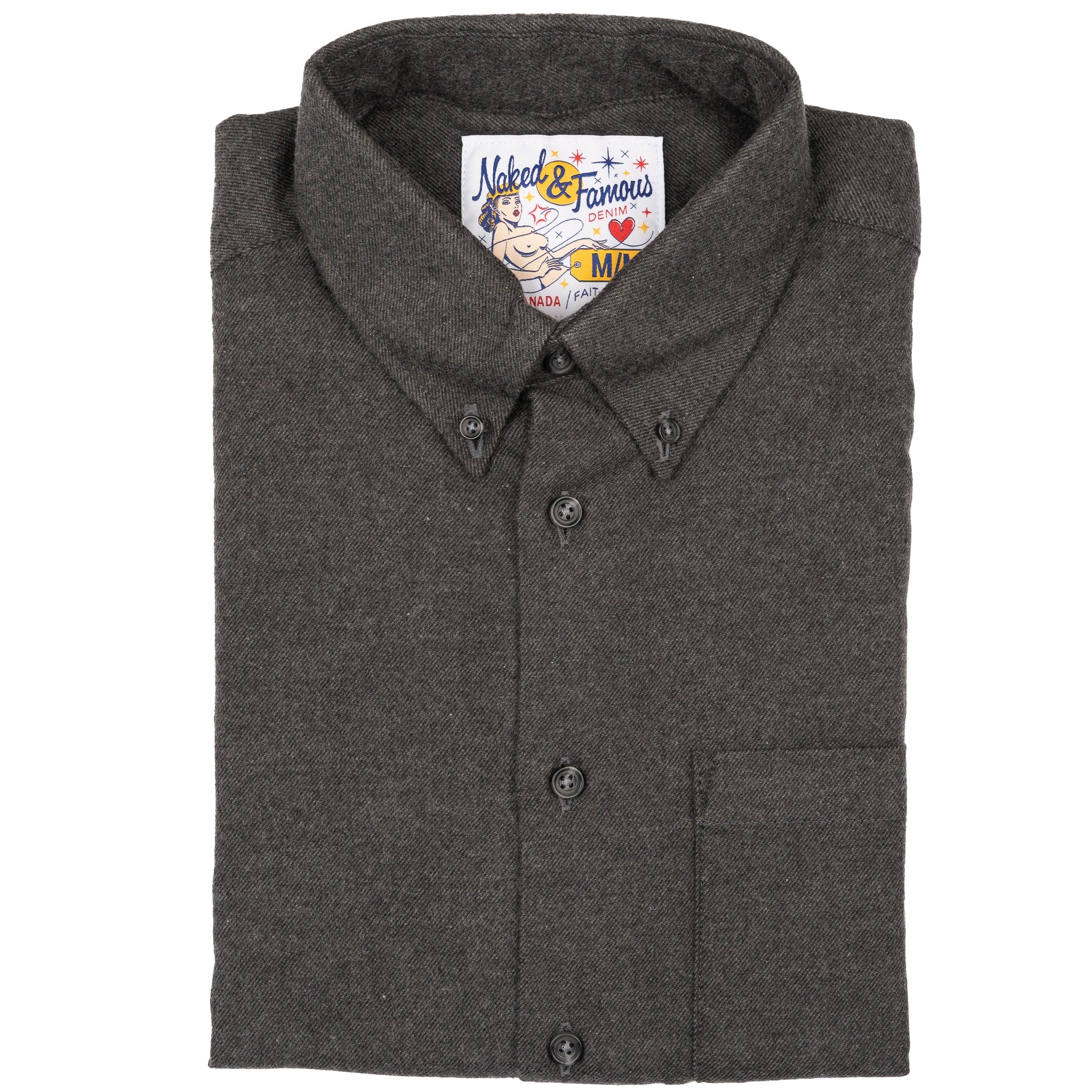 Easy Shirt - Yak Fiber Brushed Flannel - Charcoal by Naked & Famous Denim