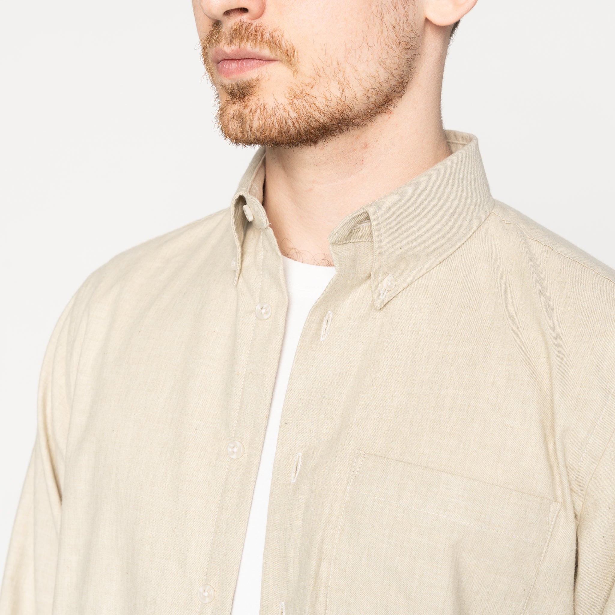 Easy Shirt - Melange Soft Twill - Pale Taupe by Naked & Famous Denim