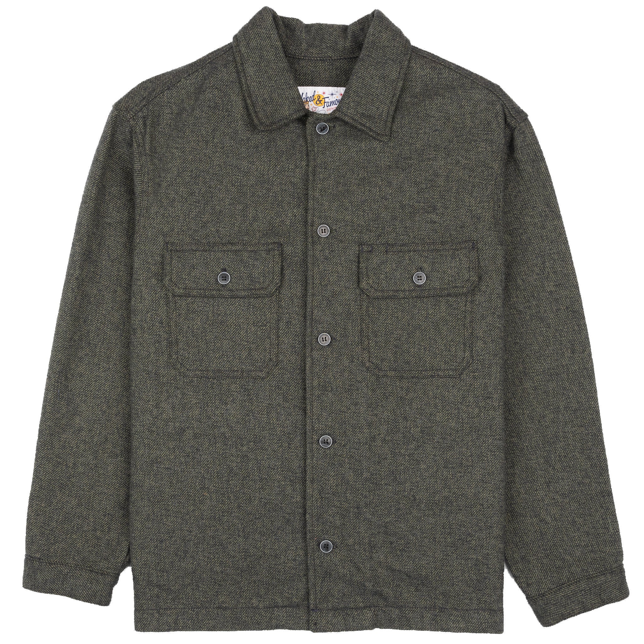 Over Shirt - Triple Yarn Twist Brushed Flannel - Forest Green by Naked & Famous Denim