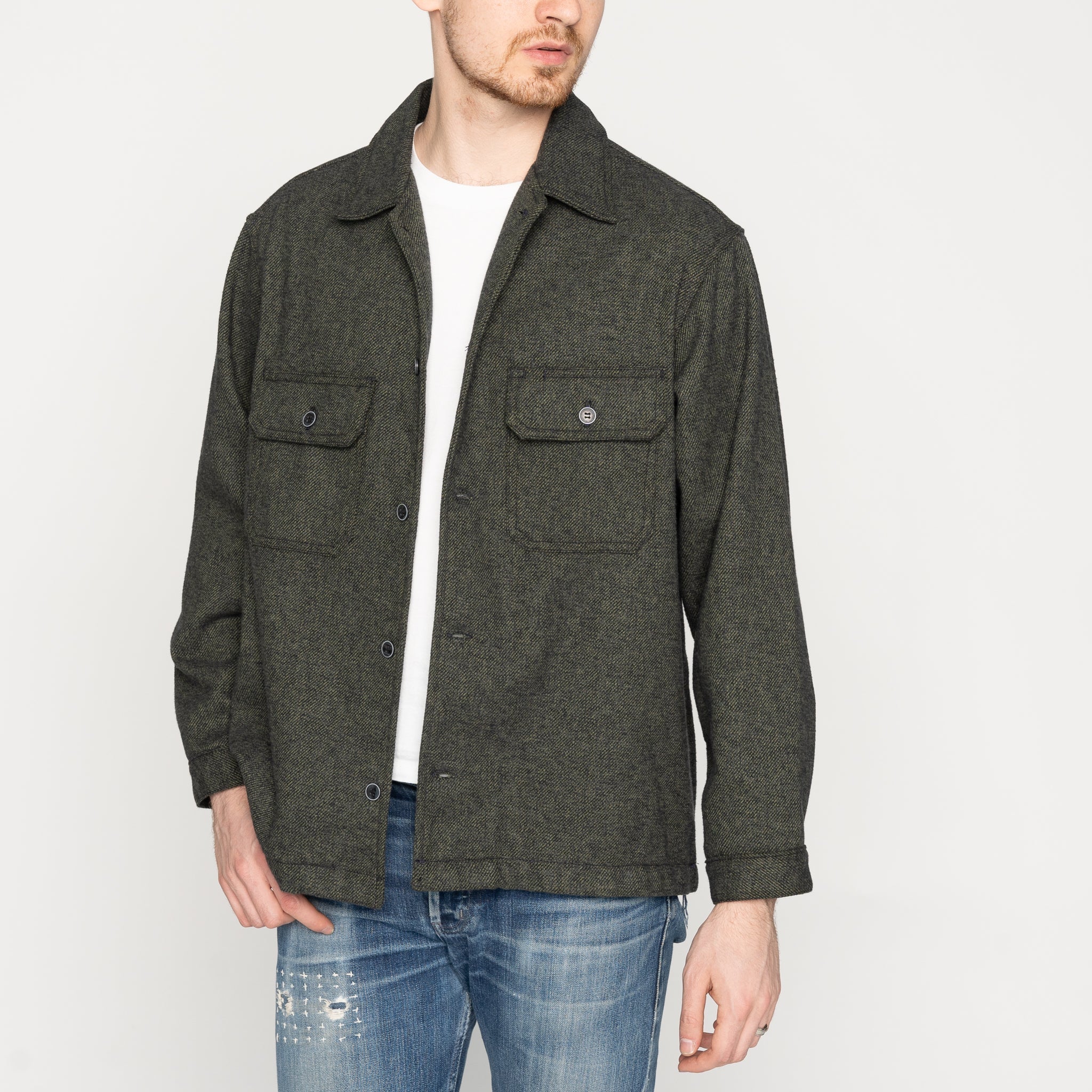Over Shirt - Triple Yarn Twist Brushed Flannel - Forest Green by Naked & Famous Denim