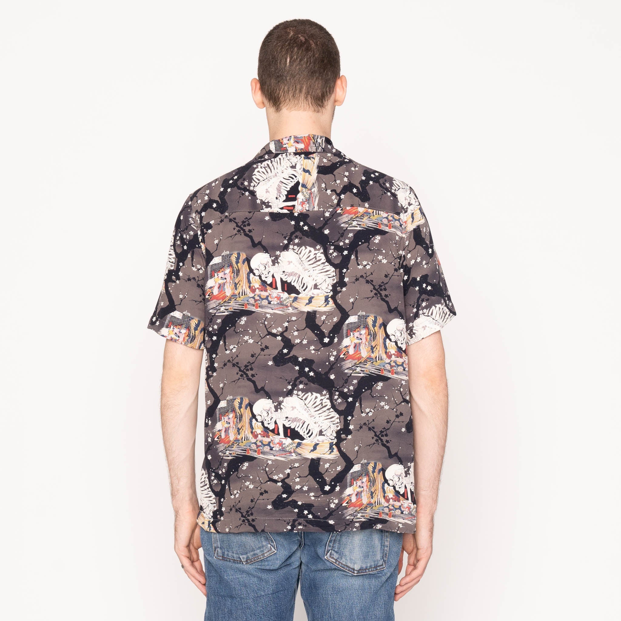 Aloha Shirt - Skeletons - Dark Grey by Naked & Famous Denim