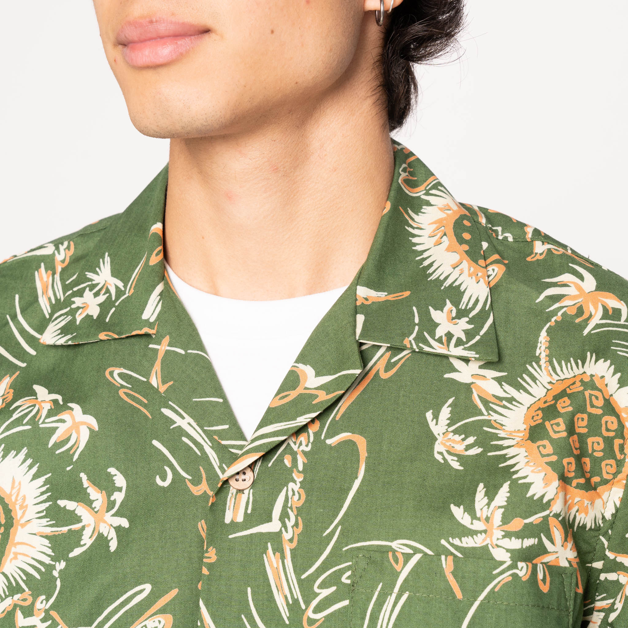 Aloha Shirt - Waikiki Waves - Green by Naked & Famous Denim