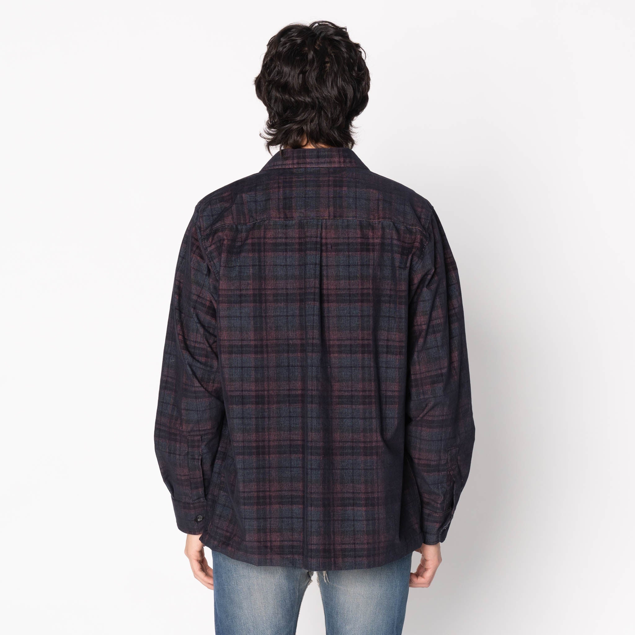 True Shirt - Corduroy Shirting (21W) - Green / Eggplant by Naked & Famous Denim