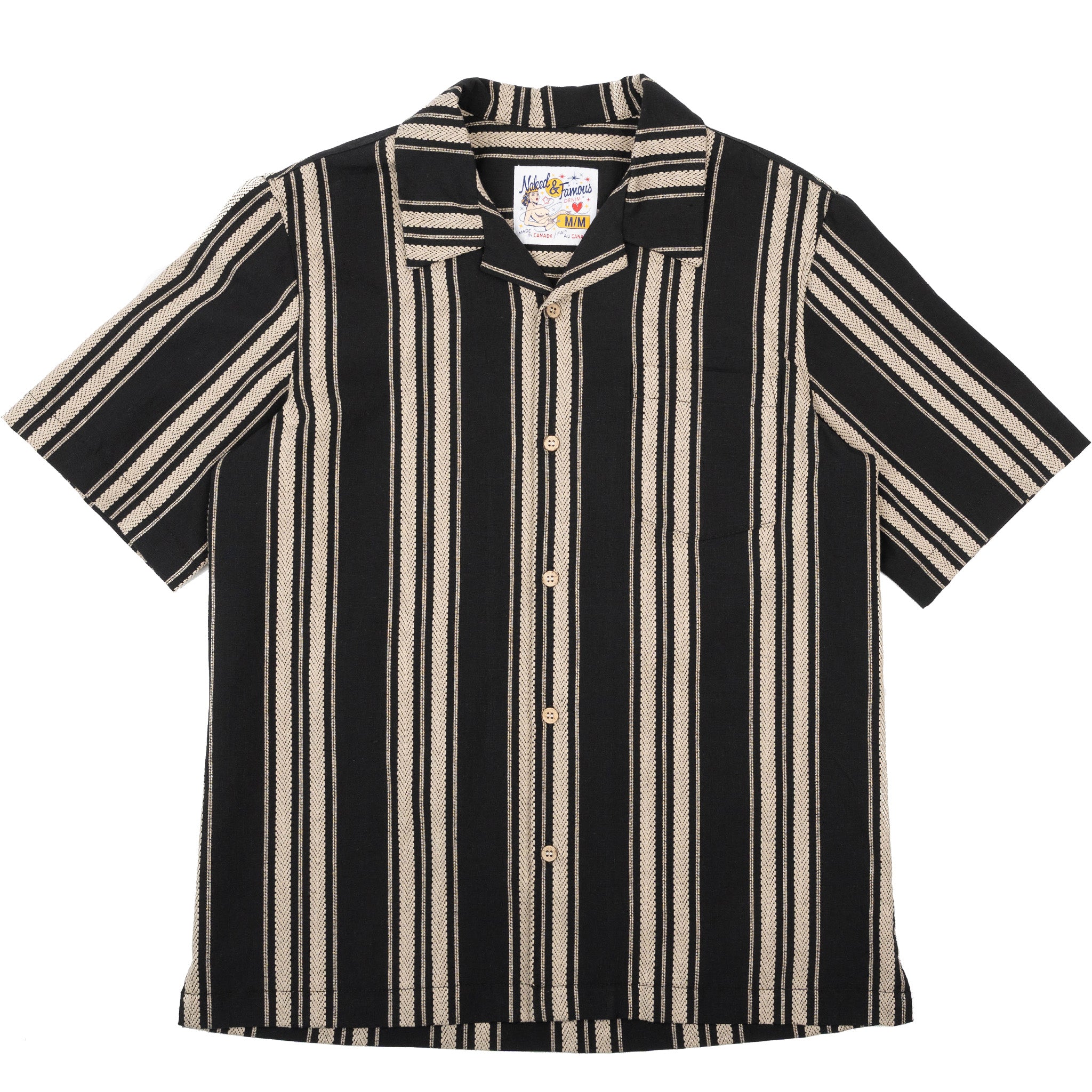 Aloha Shirt - Dobby Bands - Black by Naked & Famous Denim