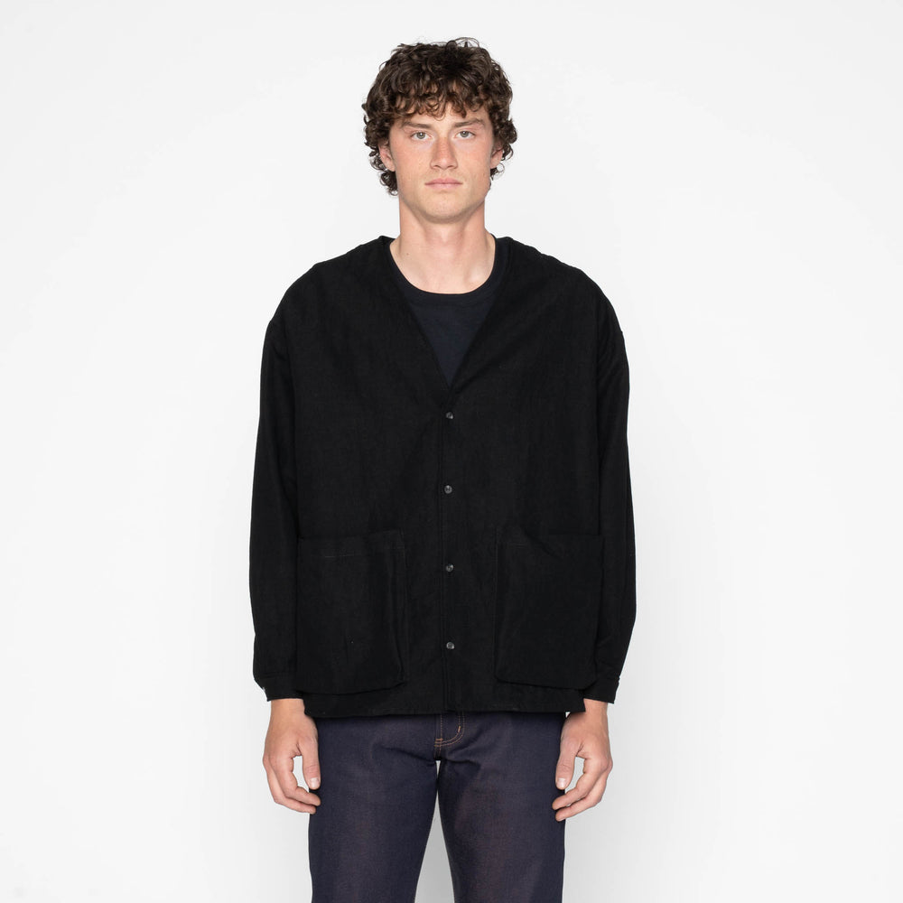 Wise Guy Jacket - Linen Blend Denim - Black by Naked & Famous Denim