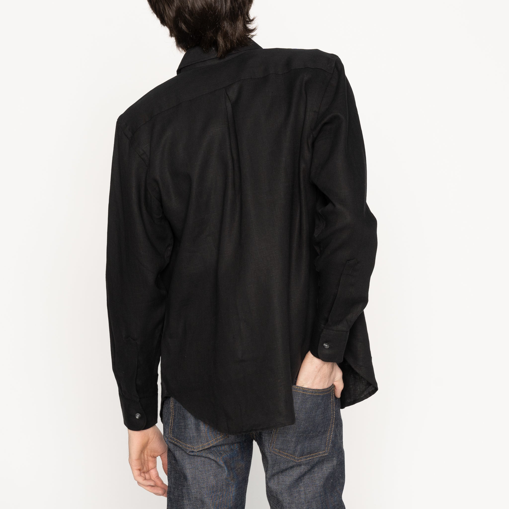 Easy Shirt - French Linen Fine Canvas - Black by Naked & Famous Denim