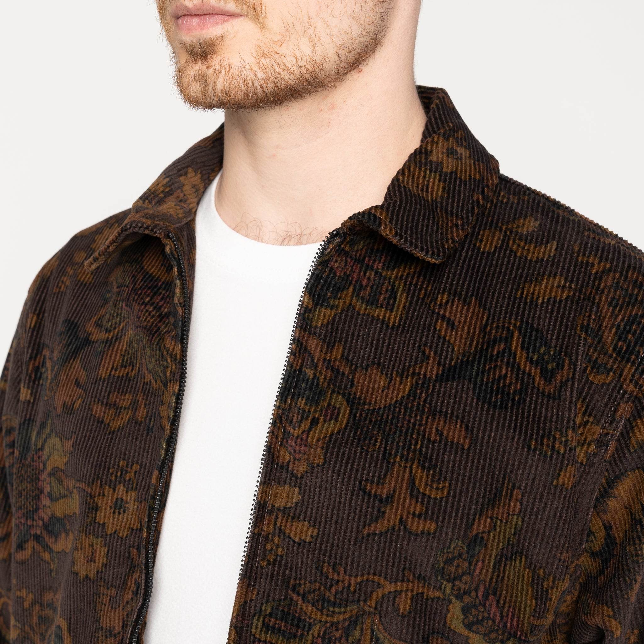Zip Jacket - Paisley Corduroy - Brown by Naked & Famous Denim
