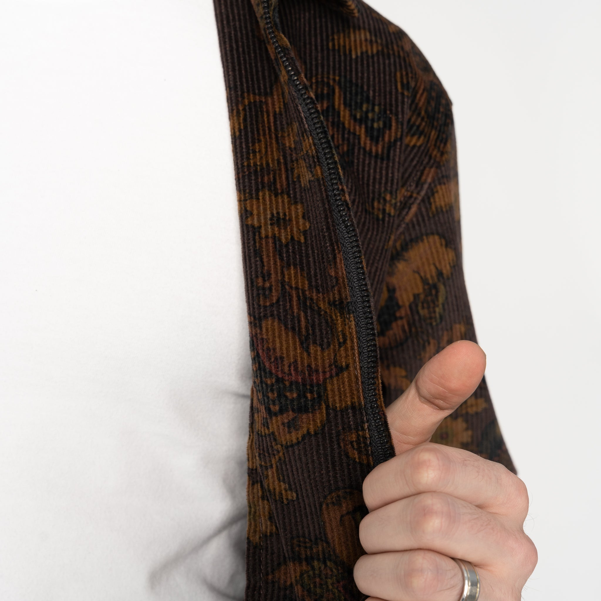 Zip Jacket - Paisley Corduroy - Brown by Naked & Famous Denim