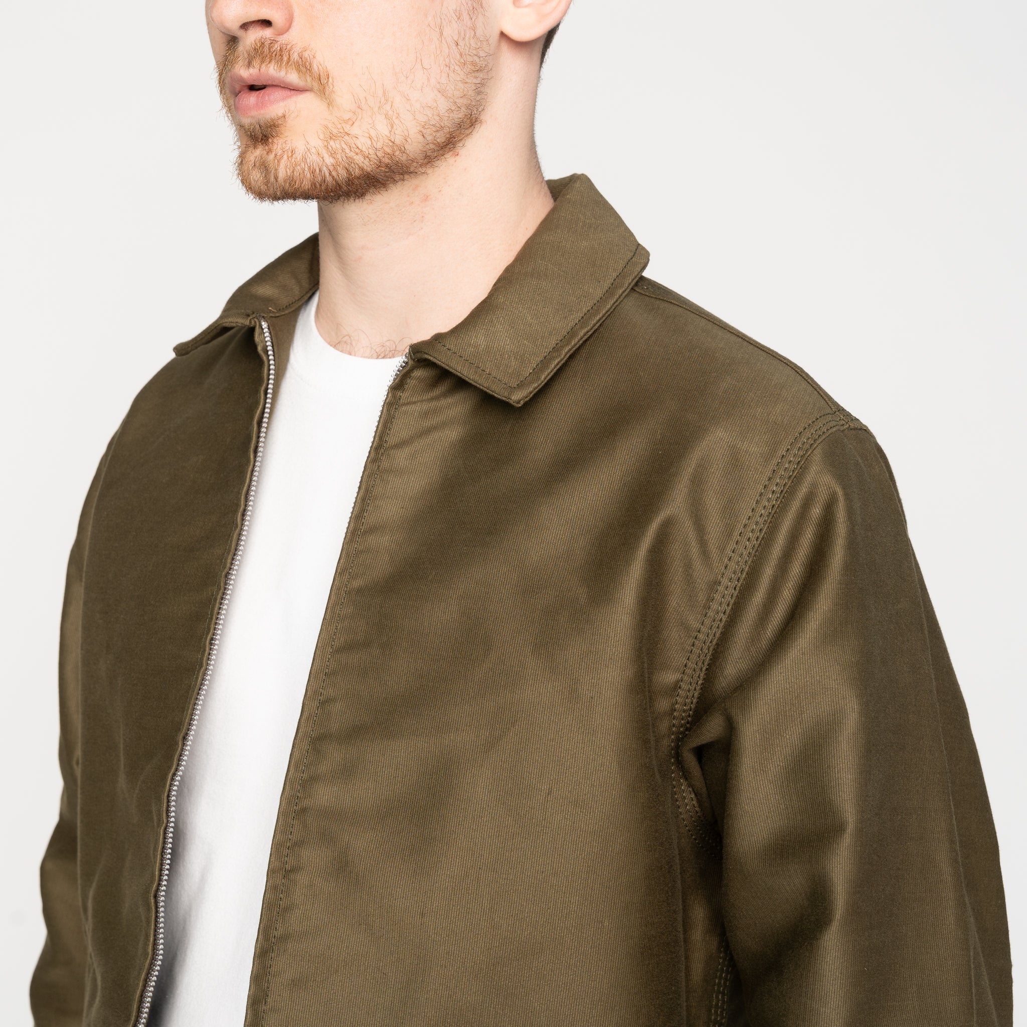 Zip Jacket - Brushed Jungle Cloth - Army by Naked & Famous Denim