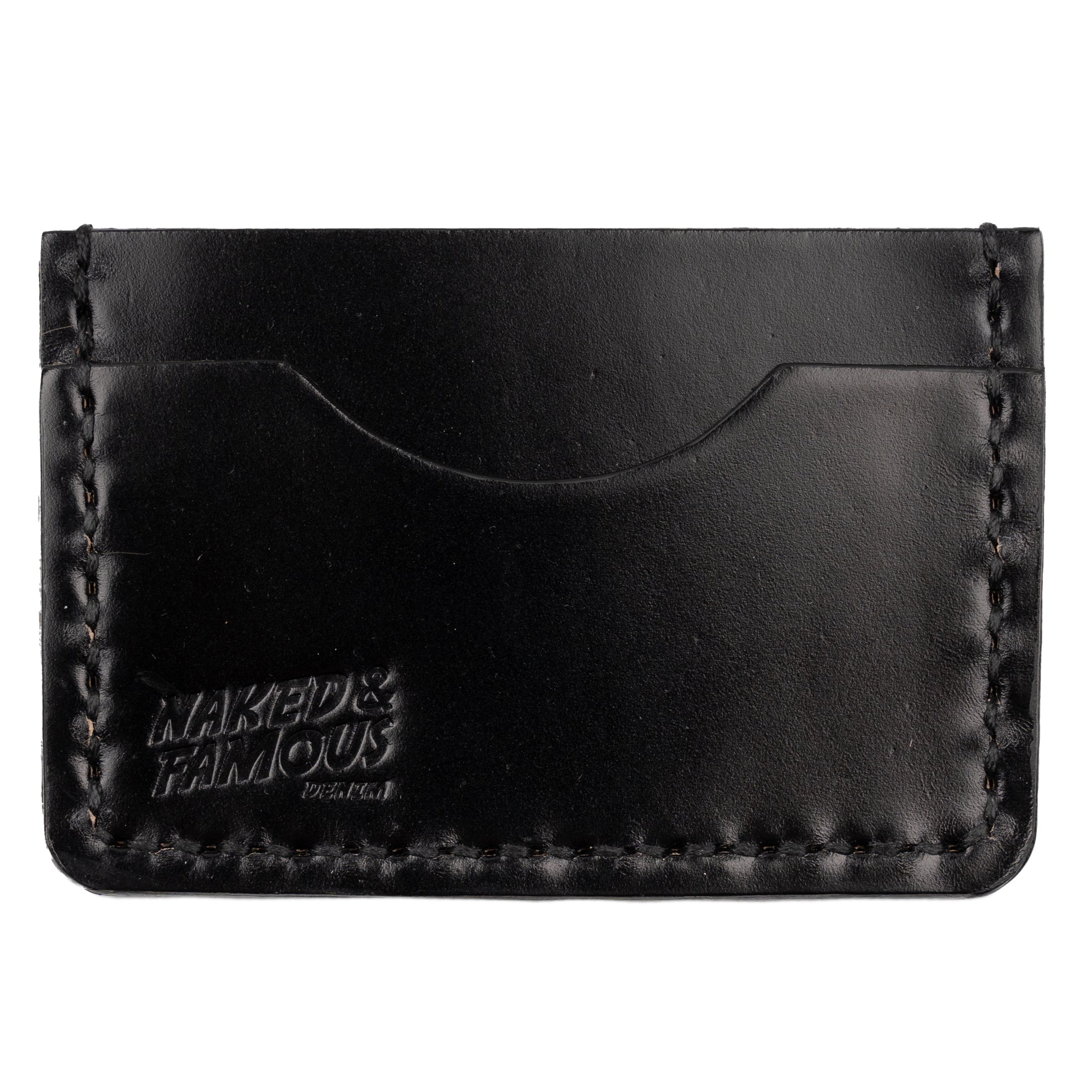 Card Case - Shinki Cordovan Leather - Jet Black by Naked & Famous Denim