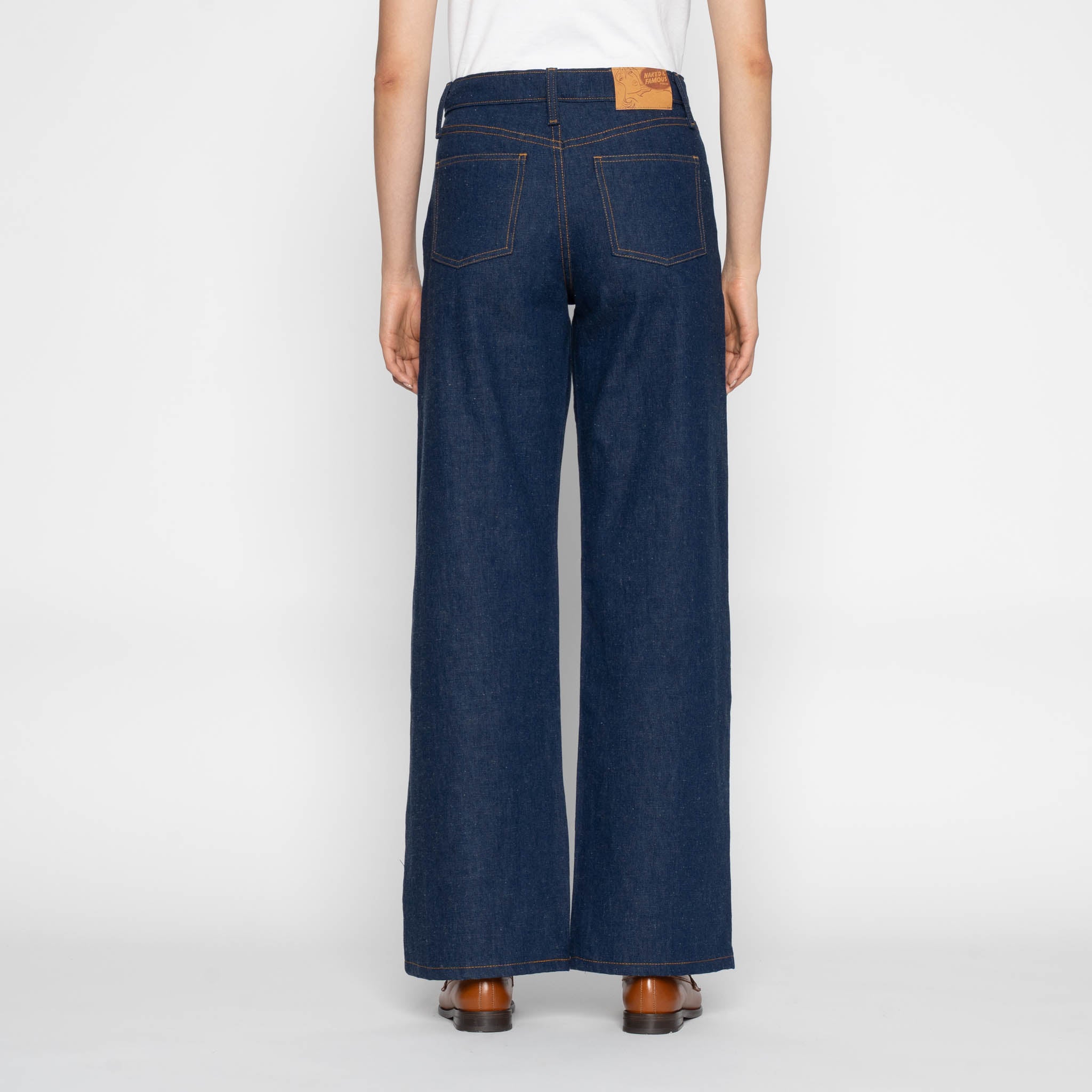 Wide Wild West - 2x1 Dungaree Nep Denim - Mid Indigo by Naked & Famous Denim
