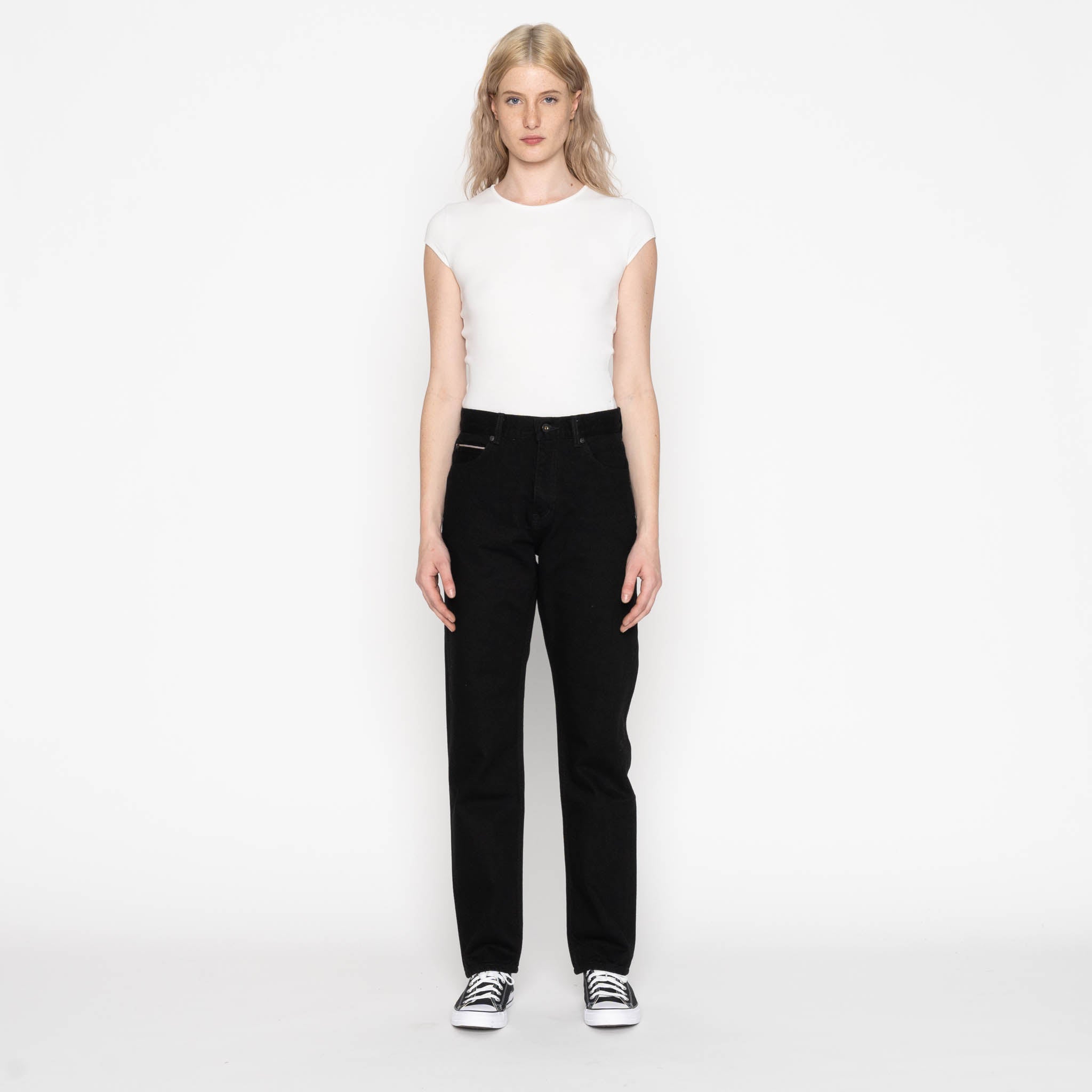 Super Girl - Solid Black Selvedge Washed - Black by Naked & Famous Denim