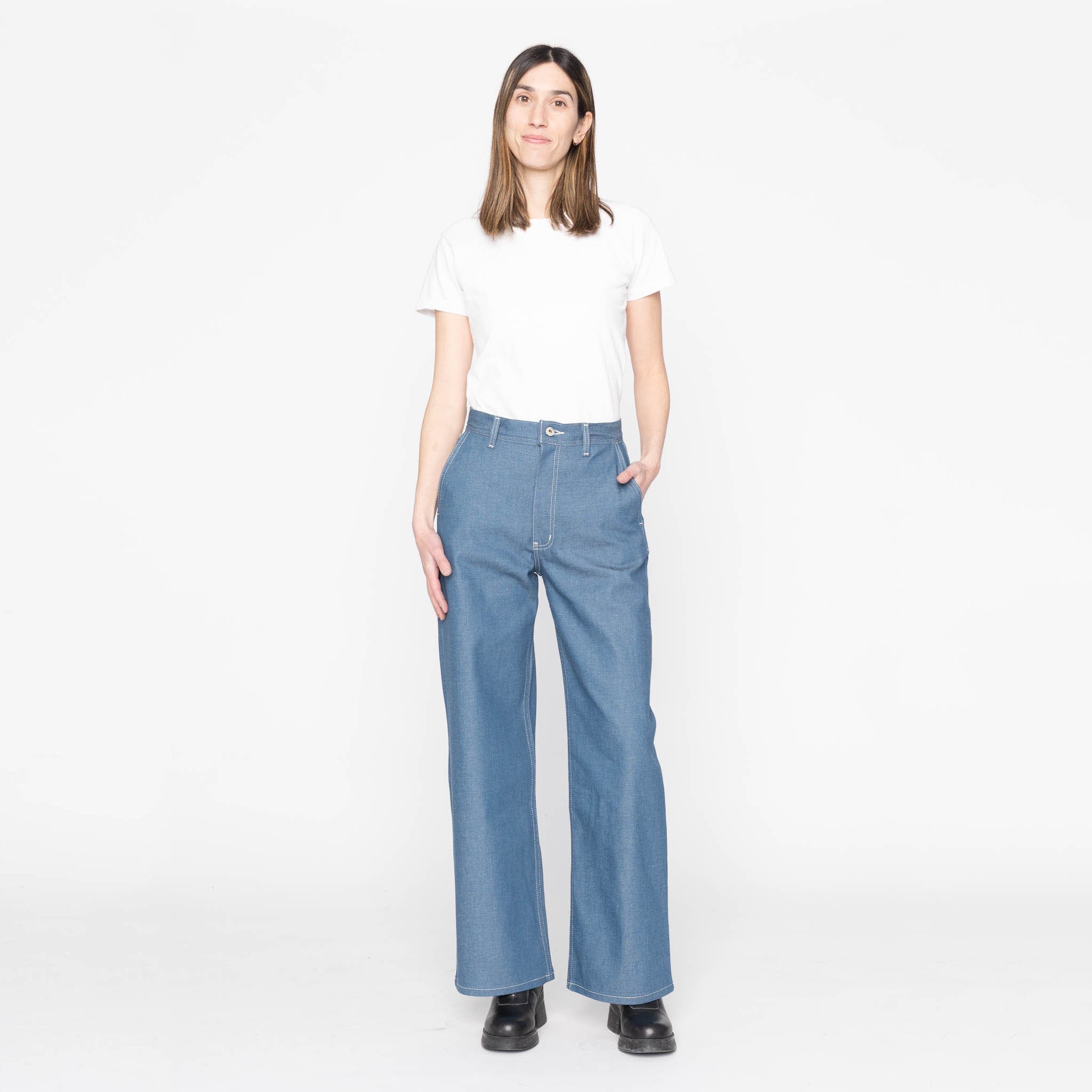 Maudie - Antique Blue Denim Stretch - Antique Blue by Naked & Famous Denim