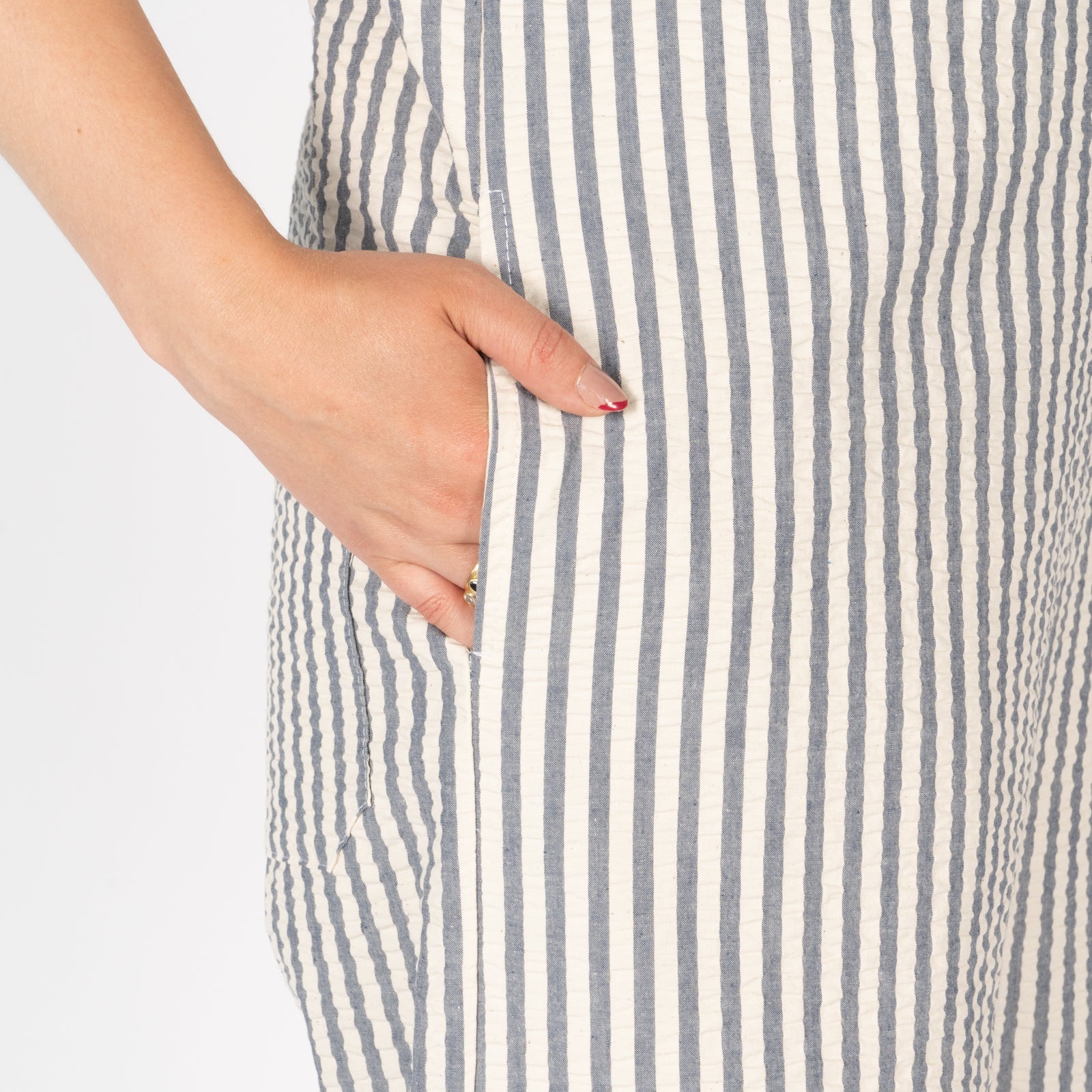Romper - Seersucker Stripe - Blue/Cream by Naked & Famous Denim
