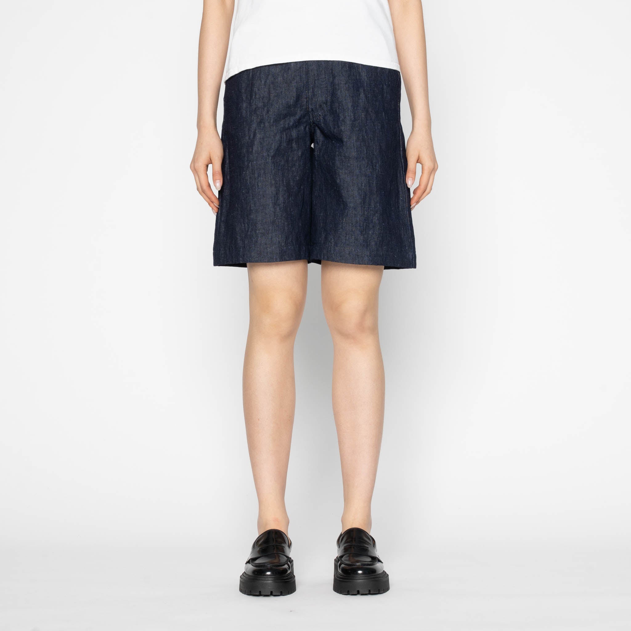 Andie Shorts - Linen Blend Denim - Indigo by Naked & Famous Denim