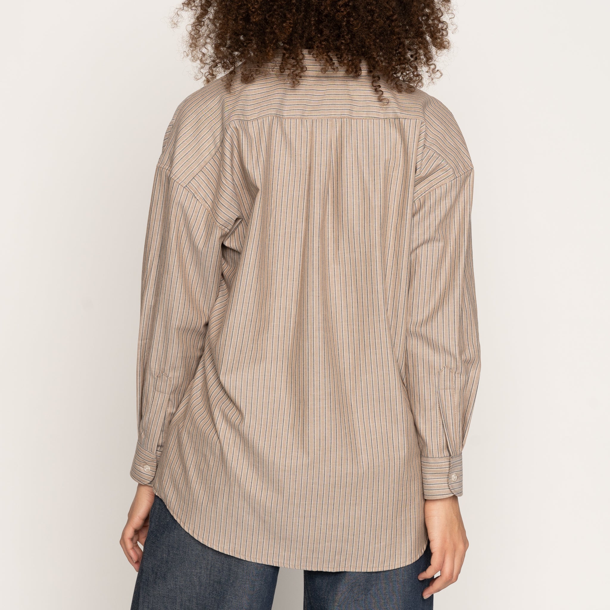 Roomy Shirt - Soft Finish Classic Stripe - Taupe by Naked & Famous Denim