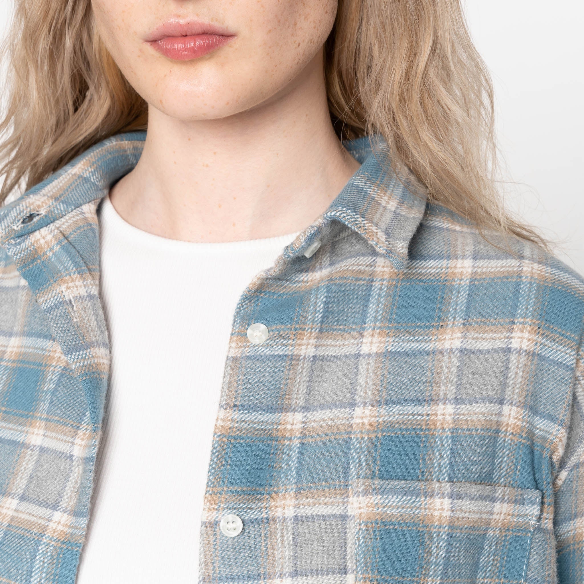 Judy - Soft Brushed Faded Flannel - Faded Blue by Naked & Famous Denim