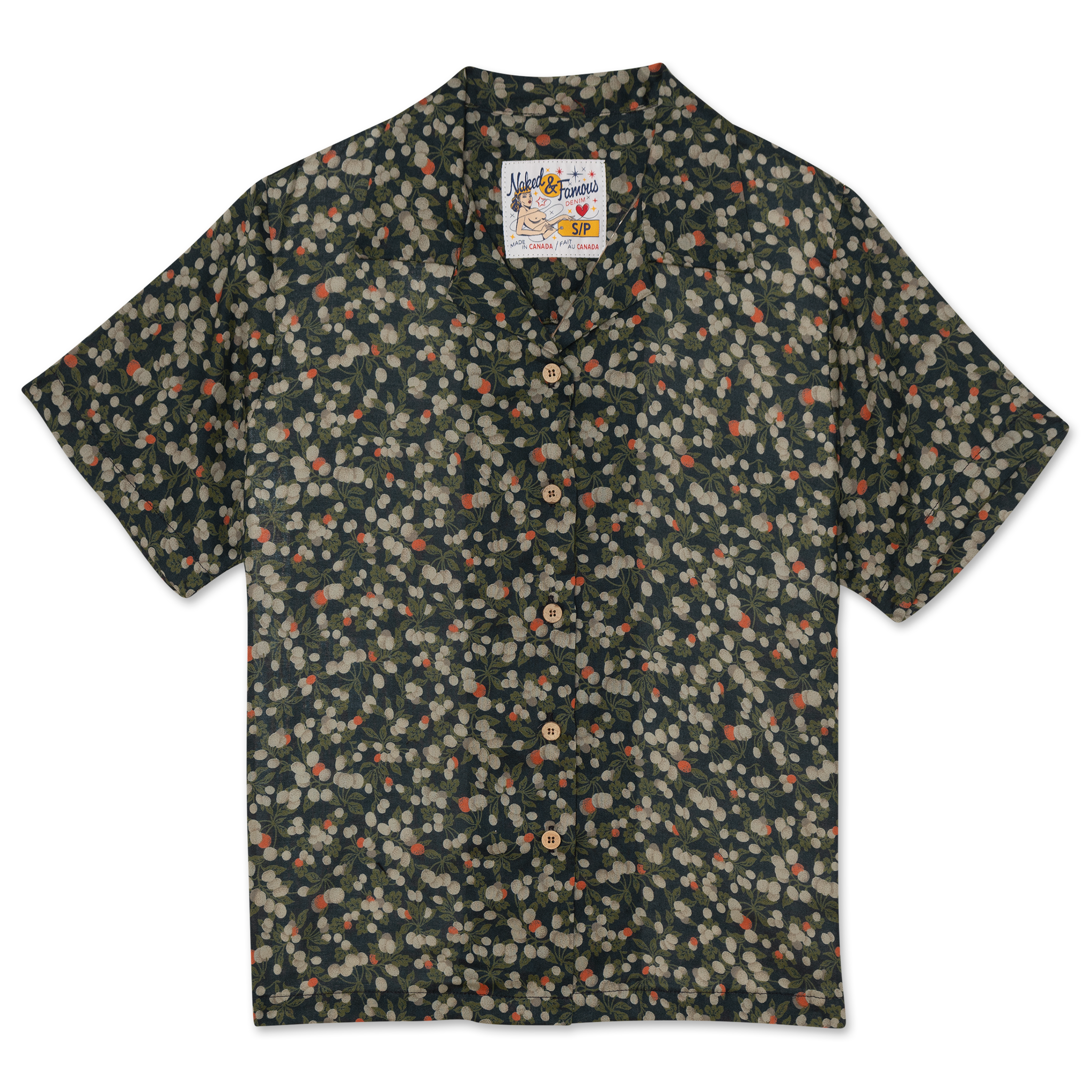 Camp Collar Shirt - Fruit Print - Navy by Naked & Famous Denim
