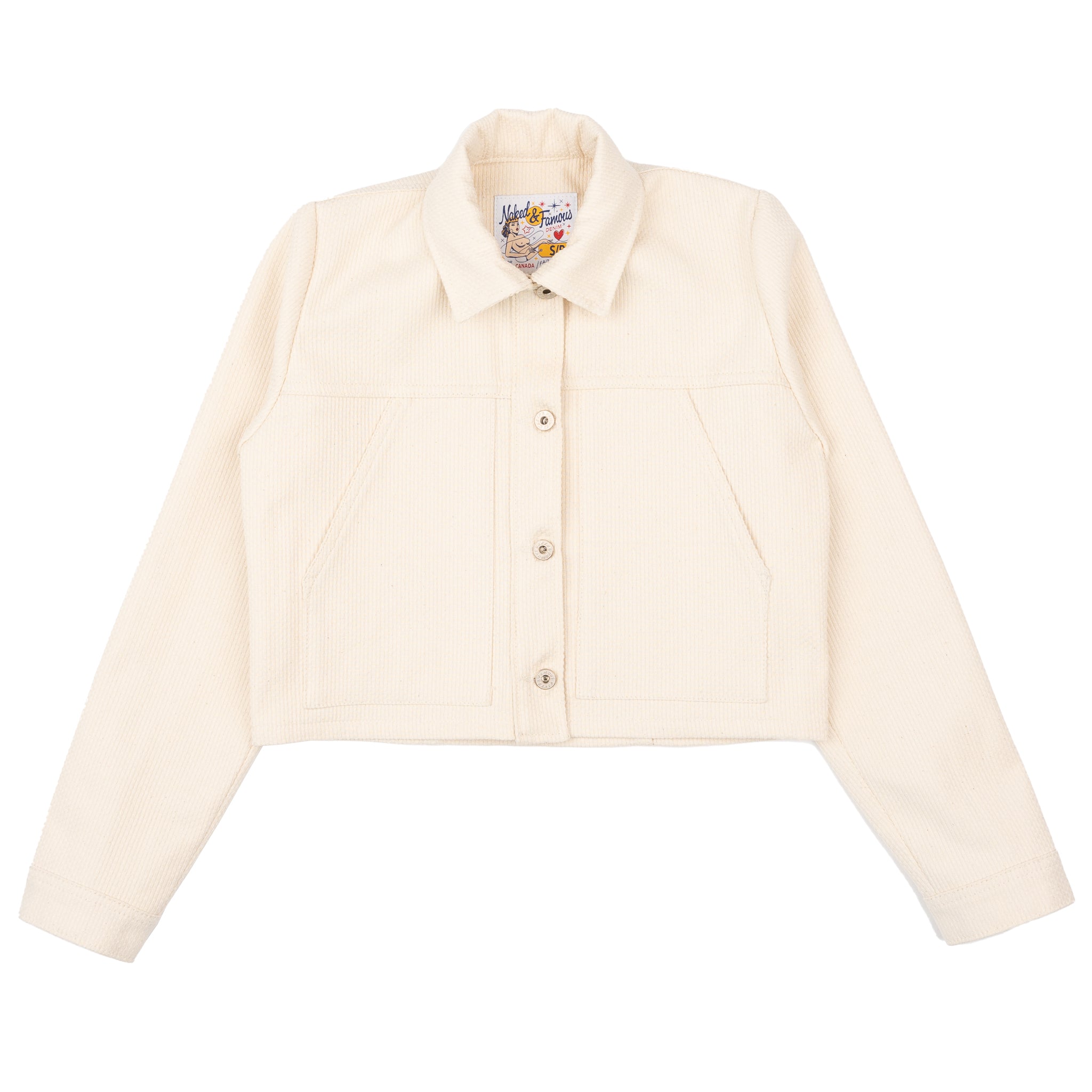 Cropped Denim Jacket - Judo Sashiko - Ecru by Naked & Famous Denim