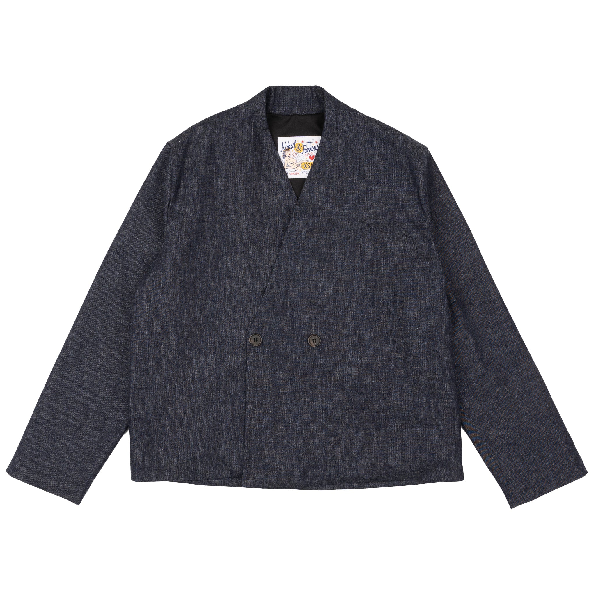 Collarless Jacket - Slub Nep Rinsed - Indigo by Naked & Famous Denim