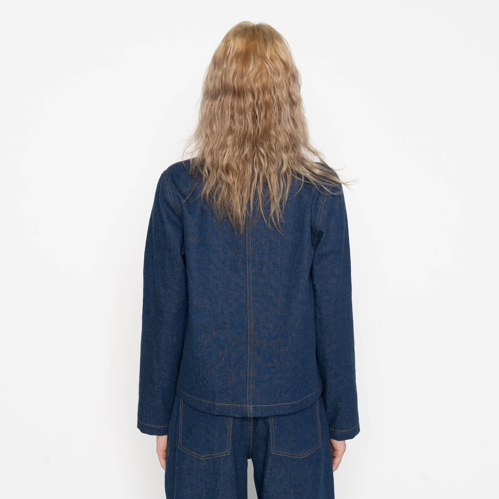 Gracie Jacket - 2x1 Dungaree Nep Denim - Mid Indigo by Naked & Famous Denim