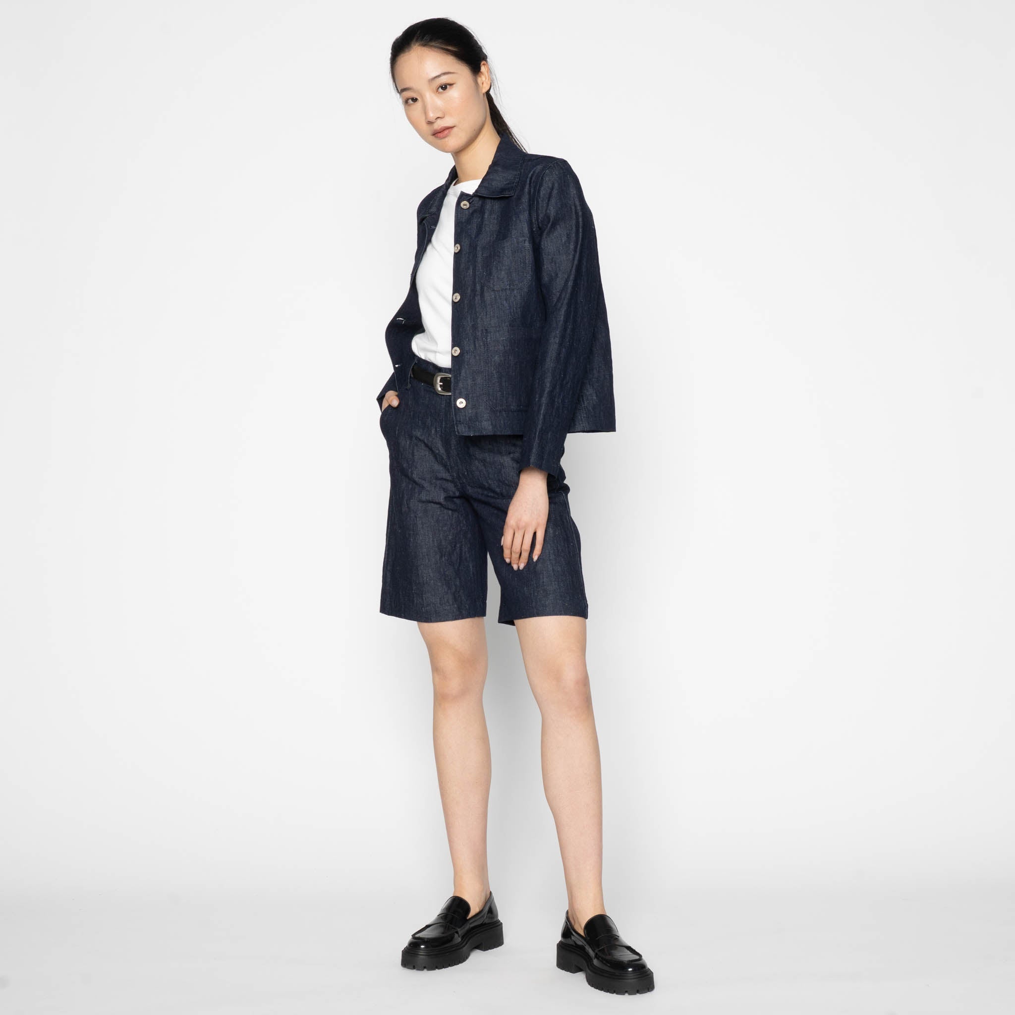 Gracie Jacket - Linen Blend Denim - Indigo by Naked & Famous Denim