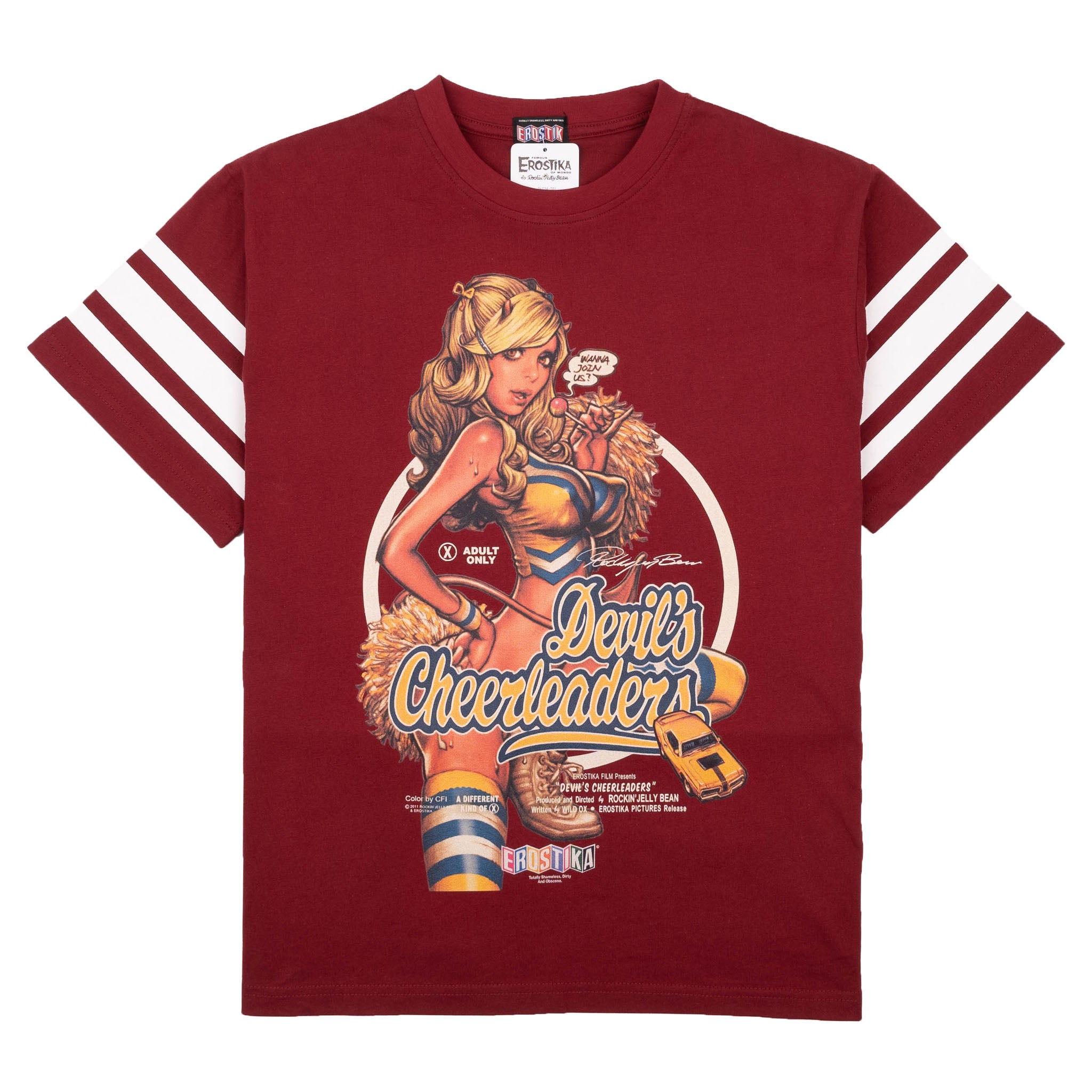 Devil's Cheerleaders T-Shirt - Burgundy by Erostika by Rockin'Jelly Bean