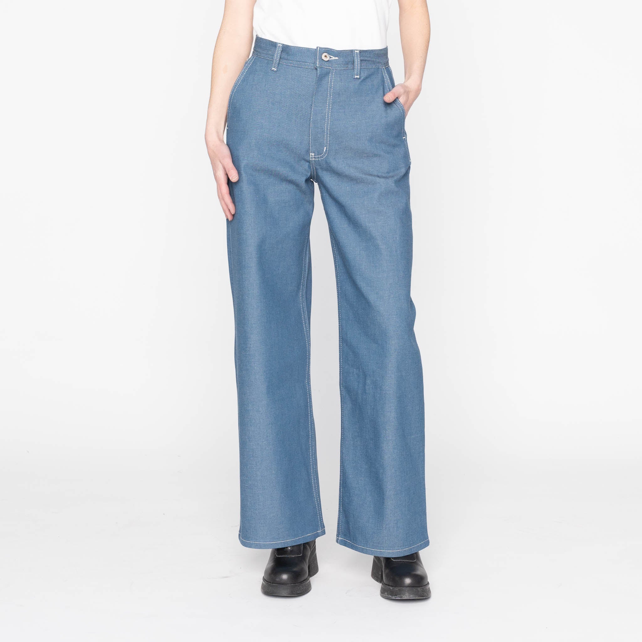 Maudie - Antique Blue Denim Stretch - Antique Blue by Naked & Famous Denim