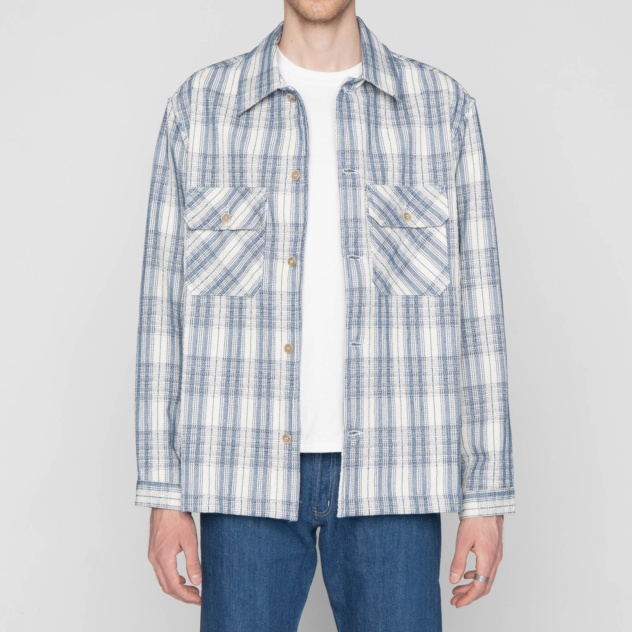Work Shirt - Asagi Sashiko - White by Naked & Famous Denim