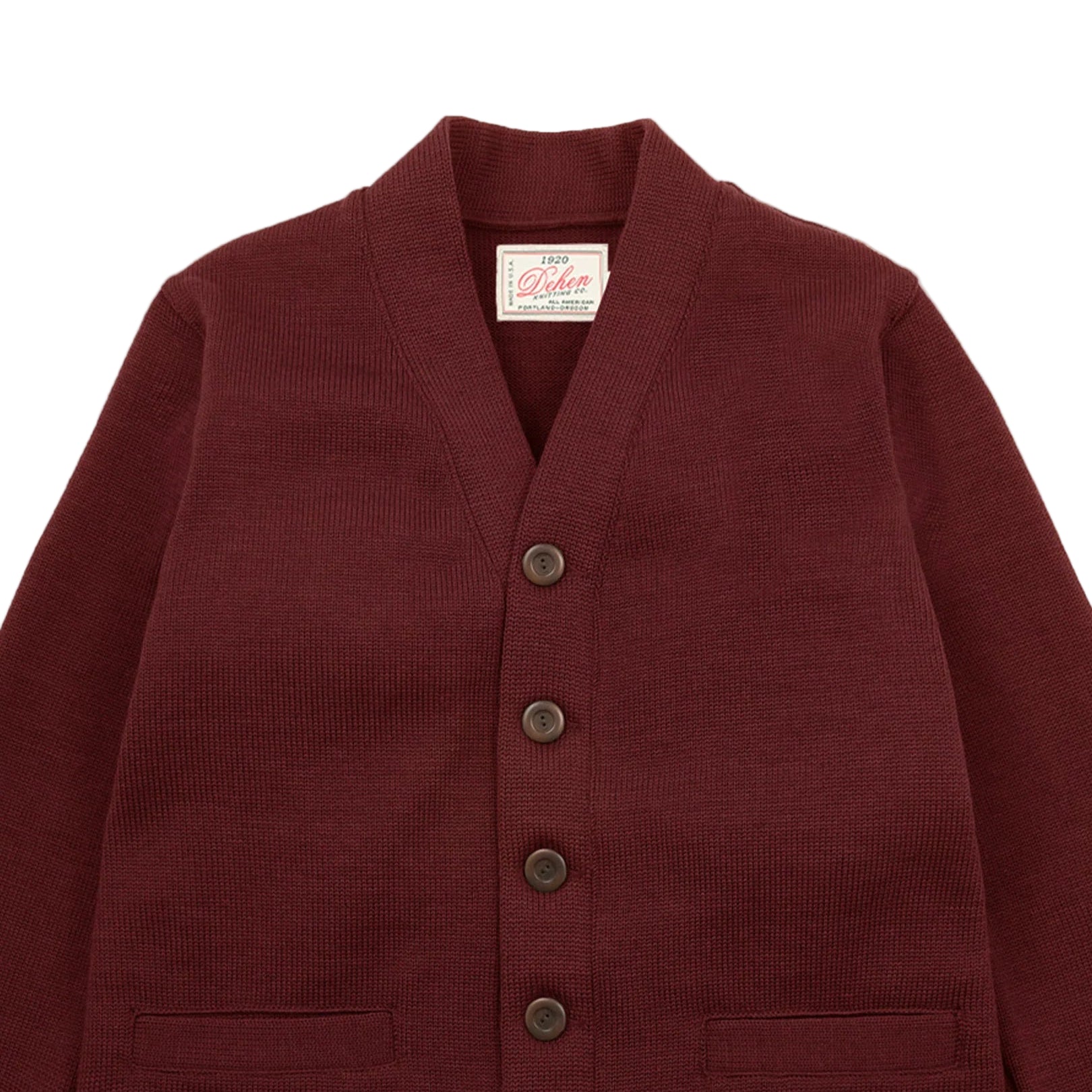 Classic Cardigan - Burgundy Wool Knit by Dehen 1920