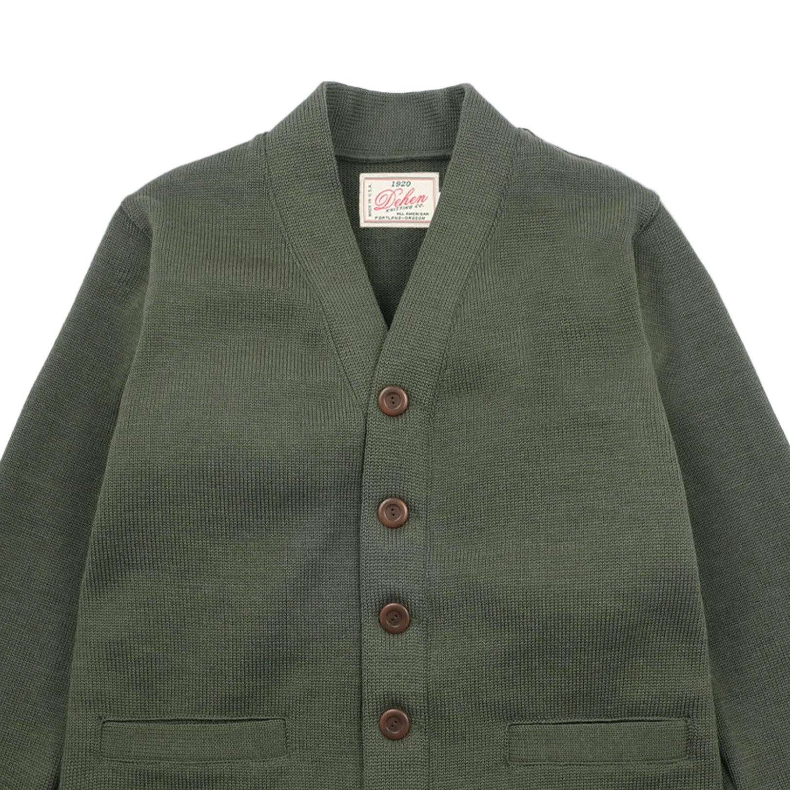 Classic Cardigan - Green Wool Knit by Dehen 1920
