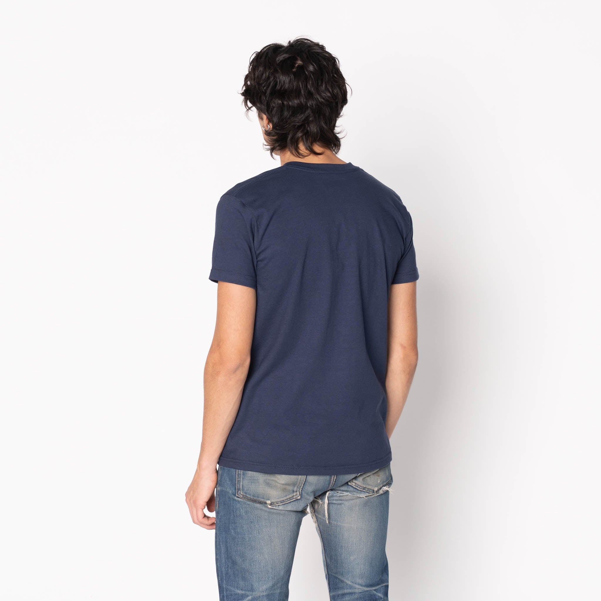 Pocket Tee - Navy - Kimono Print Rain by Naked & Famous Denim