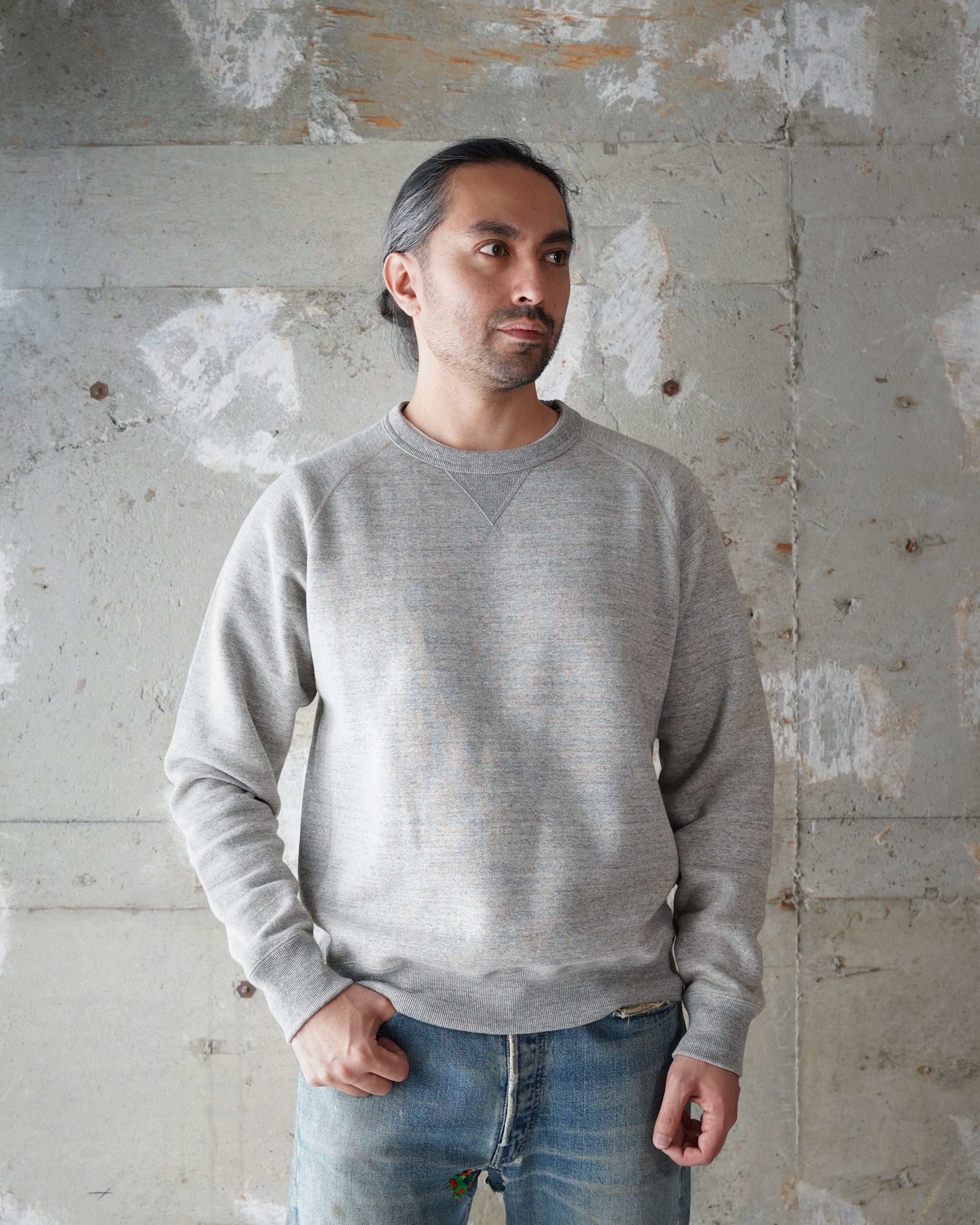 Pullover Crewneck - Fleeced Foxfibre® - Heather Grey by Wonder Looper