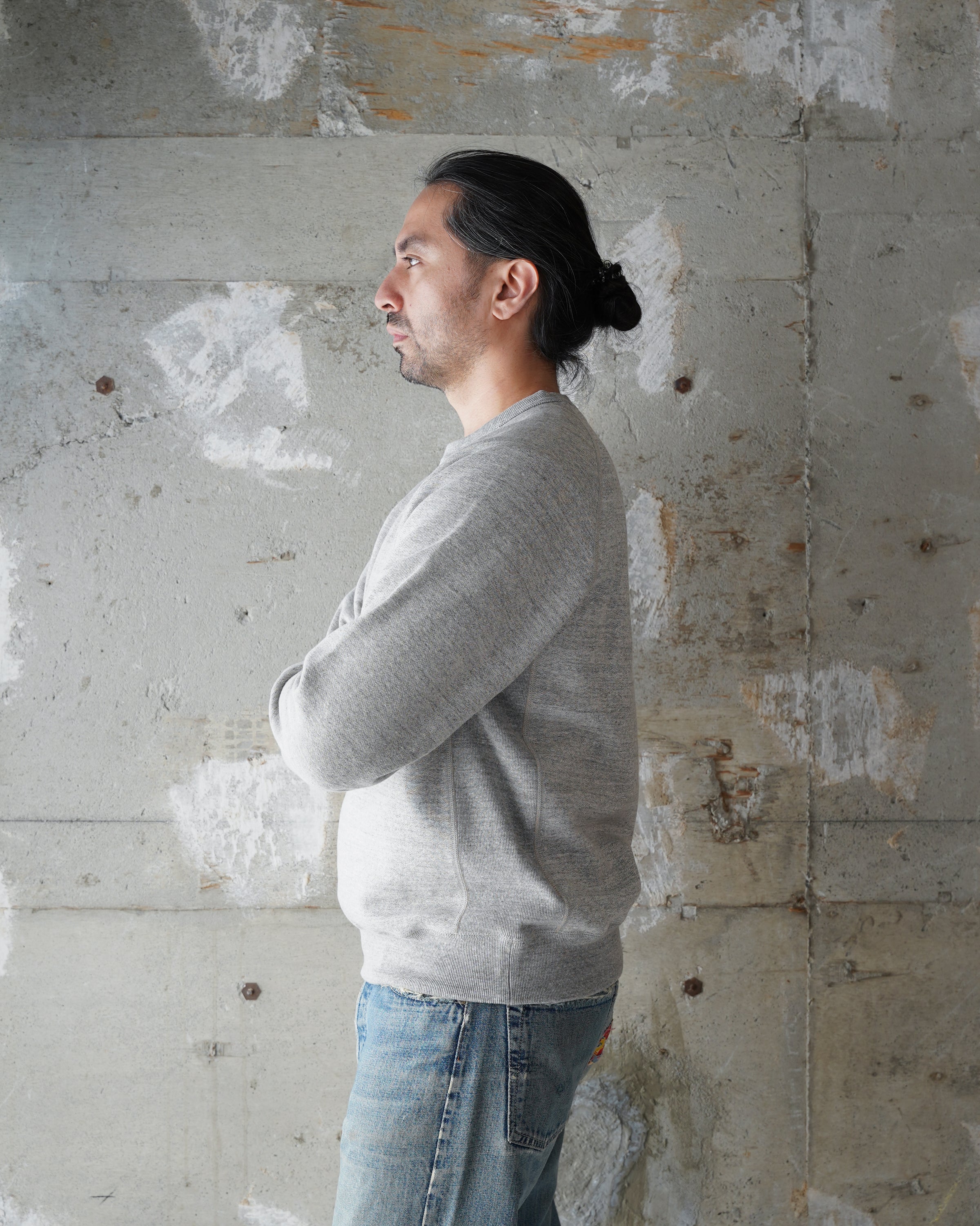 Pullover Crewneck - Fleeced Foxfibre® - Heather Grey by Wonder Looper