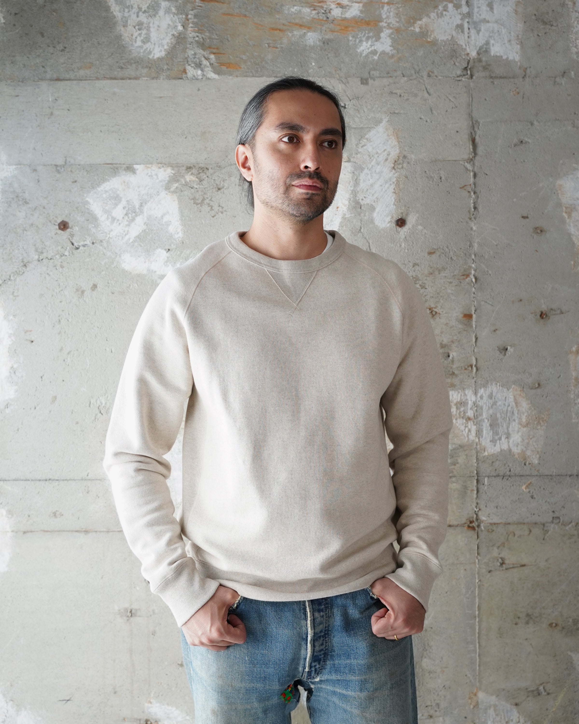 Pullover Crewneck - Fleeced Foxfibre® - Oatmeal by Wonder Looper