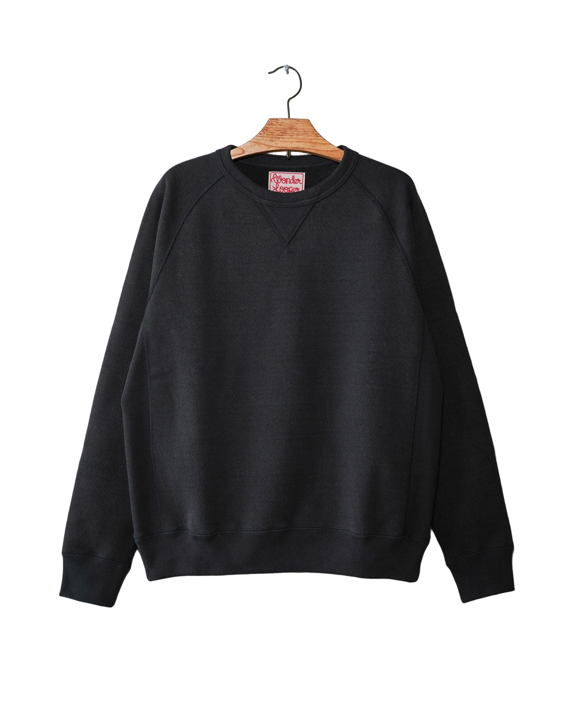 Pullover Crewneck - 876gsm Double Heavyweight French Terry - Sumi Black by Wonder Looper
