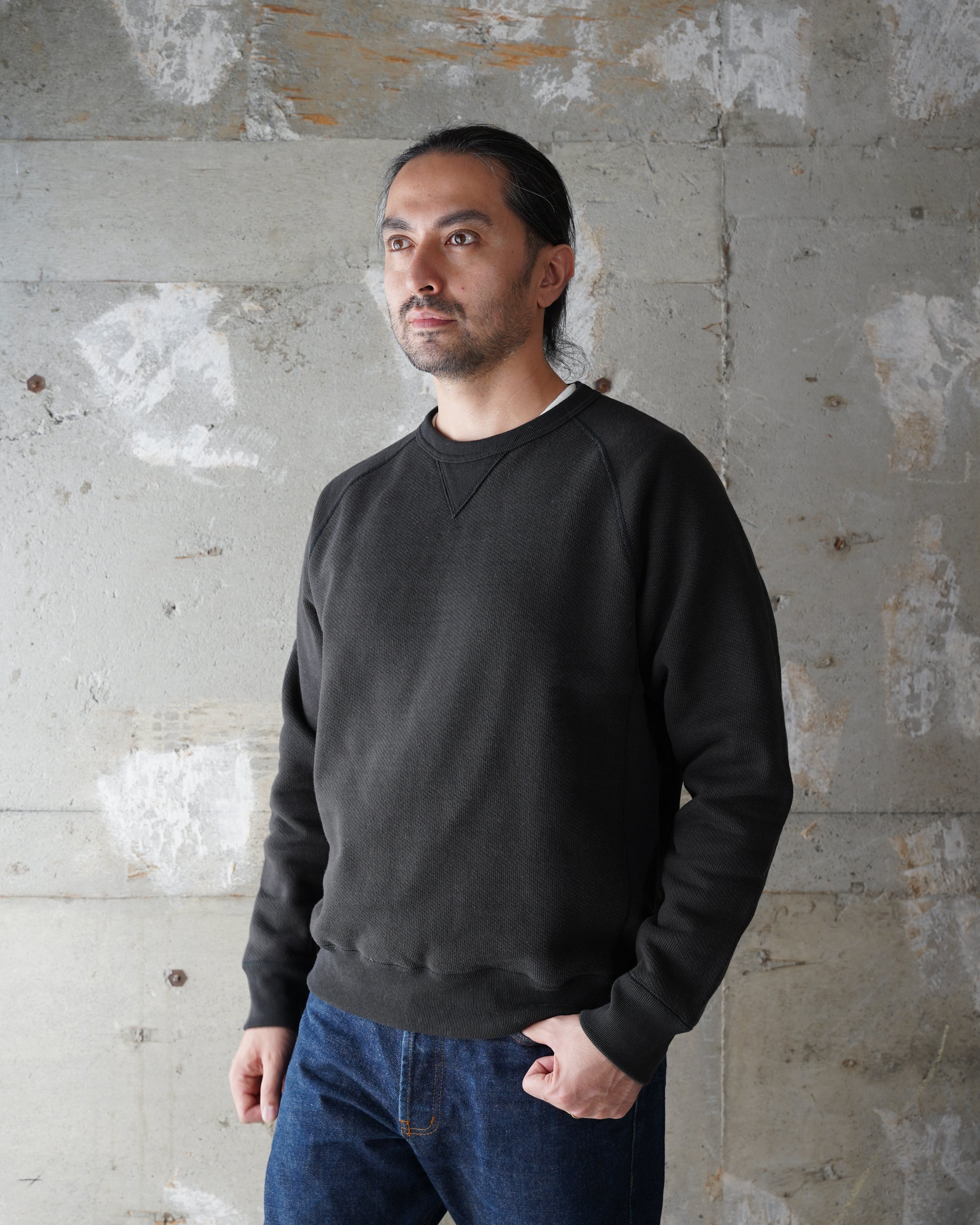 Pullover Crewneck - 876gsm Double Heavyweight French Terry - Sumi Black by Wonder Looper