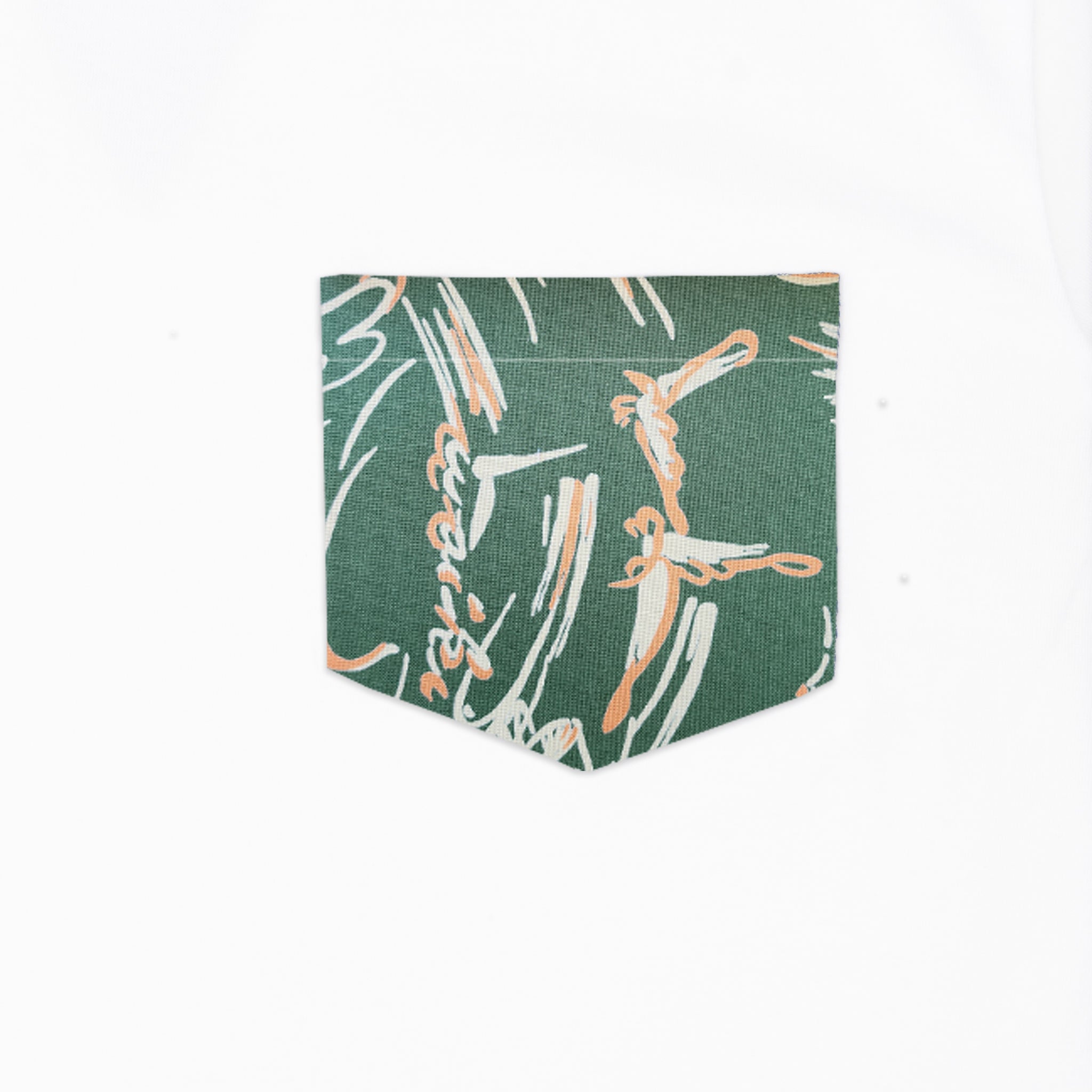 Pocket Tee - White - Waikiki Waves - Green by Naked & Famous Denim