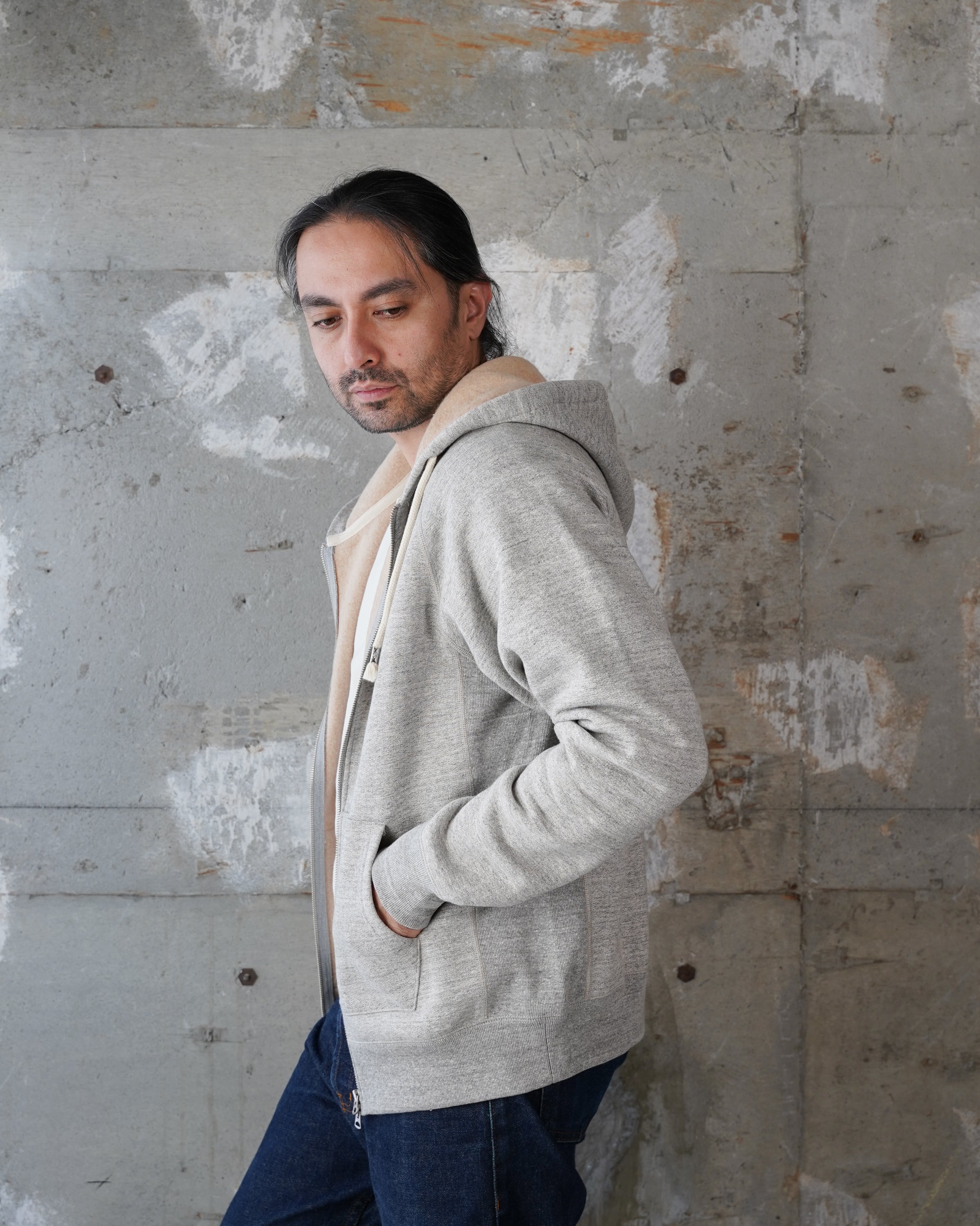 Zip Hoodie - Fleeced Foxfibre® - Heather Grey by Wonder Looper