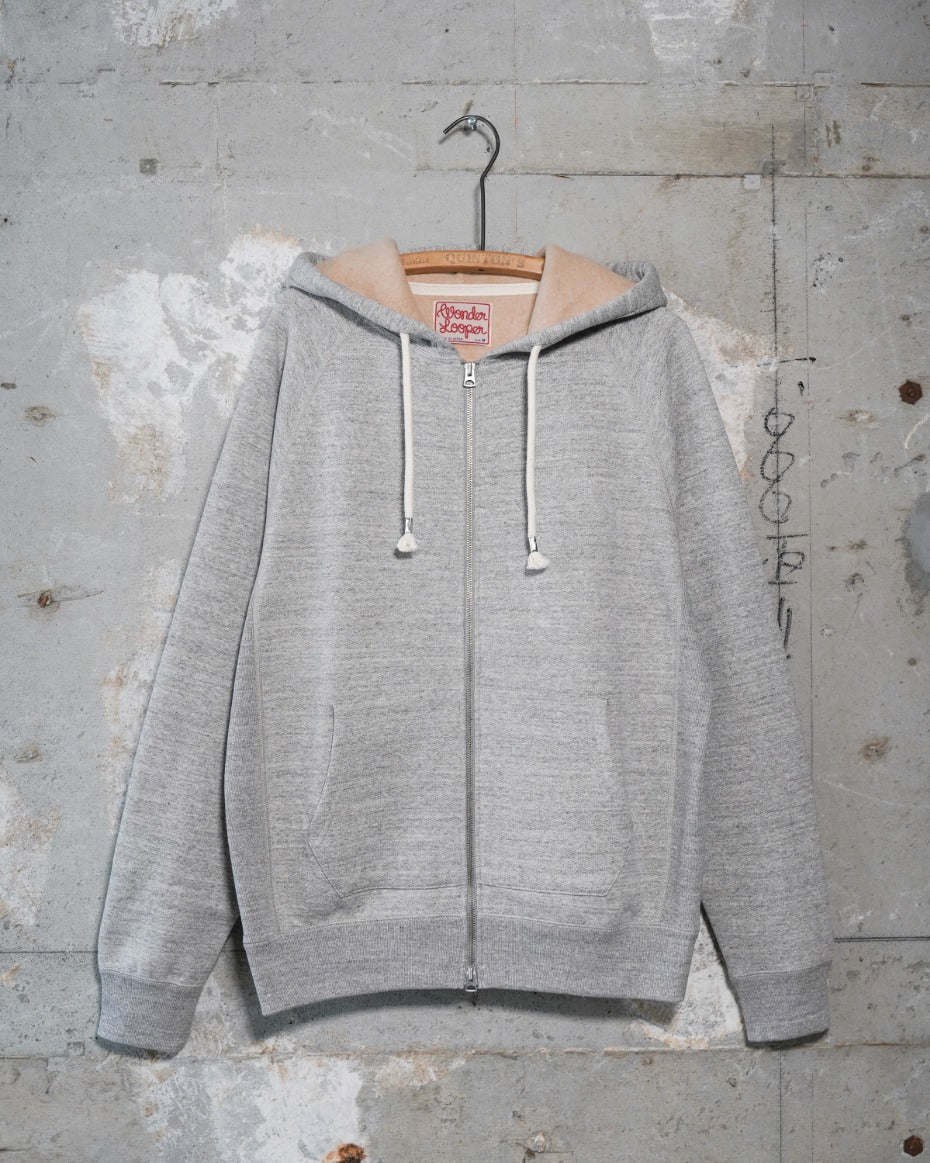 Zip Hoodie - Fleeced Foxfibre® - Heather Grey by Wonder Looper