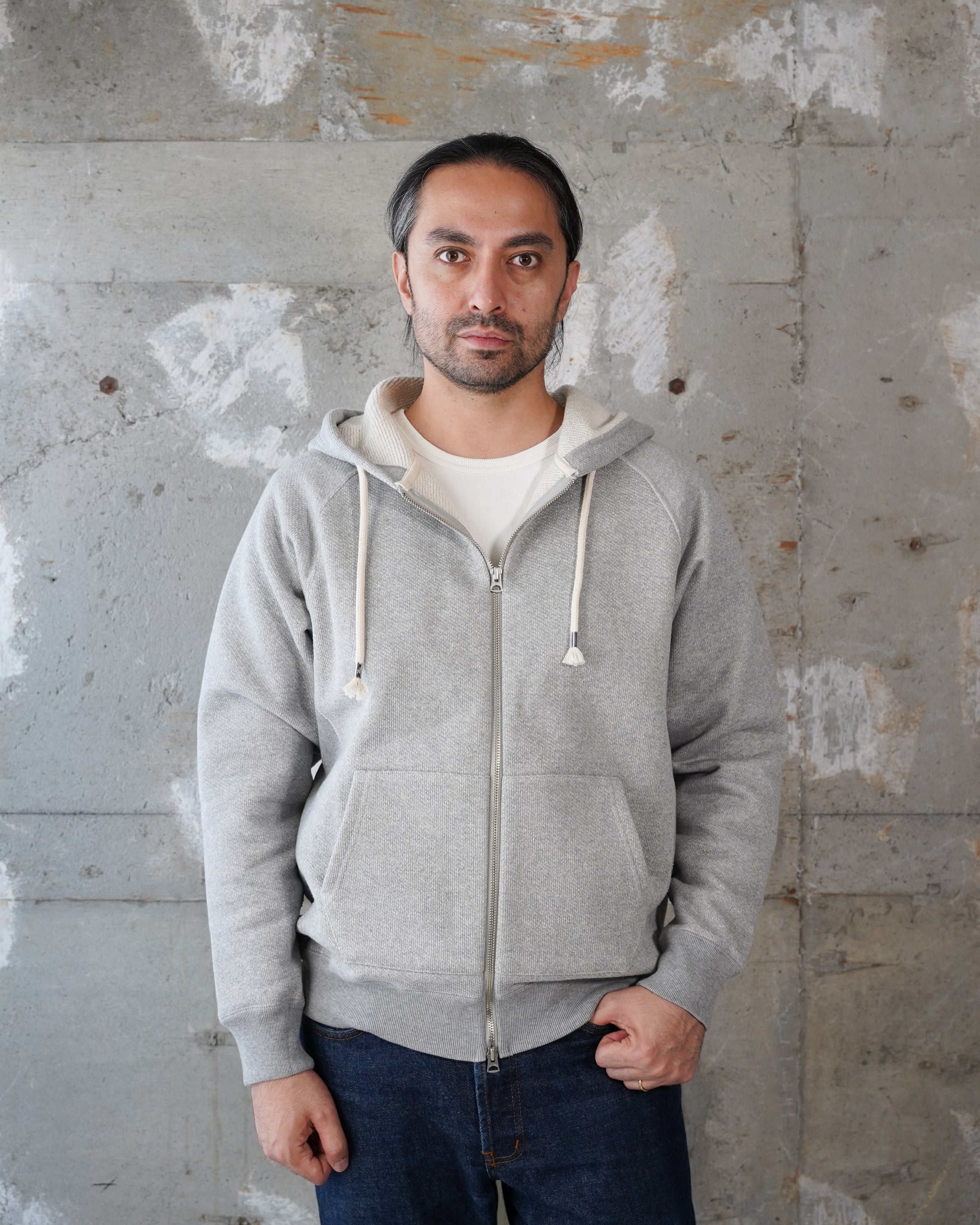 Zip Hoodie - 876gsm Double Heavyweight French Terry - Heather Grey by Wonder Looper