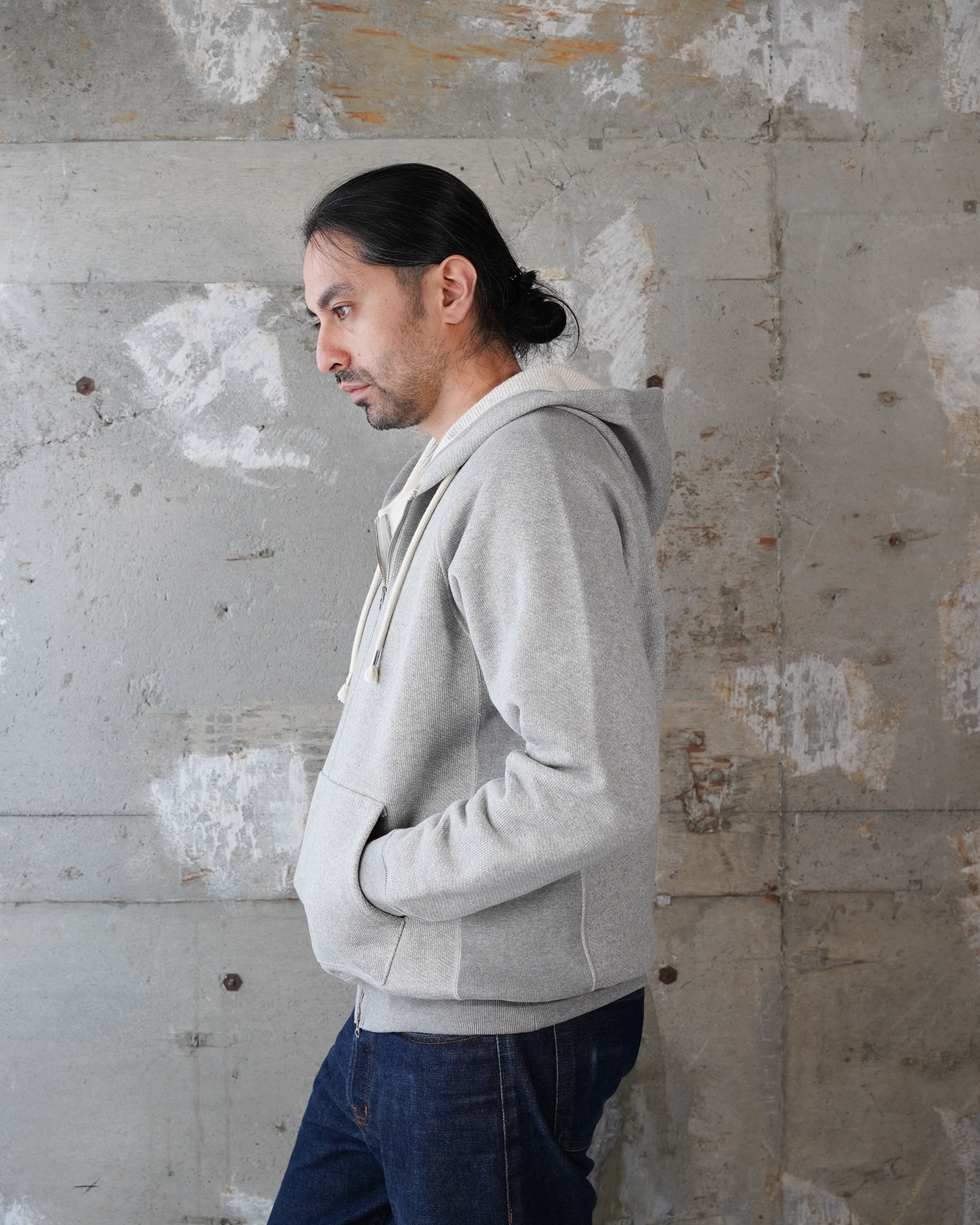 Zip Hoodie - 876gsm Double Heavyweight French Terry - Heather Grey by Wonder Looper