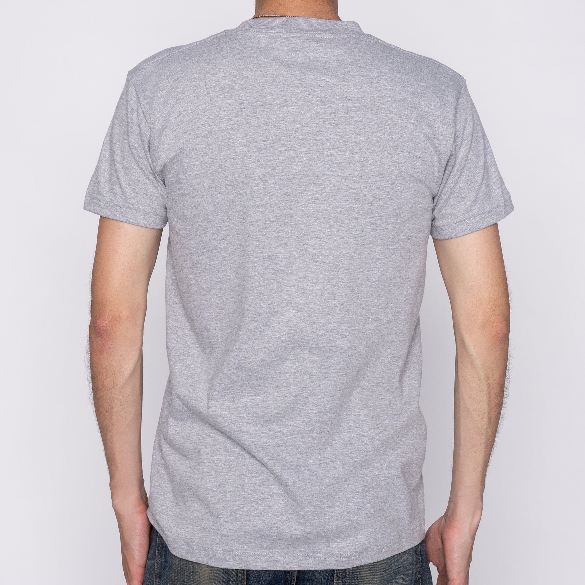 Pocket Tee - Heather Grey + Tweedy Cotton Vintage Brushed - Red by Naked & Famous Denim