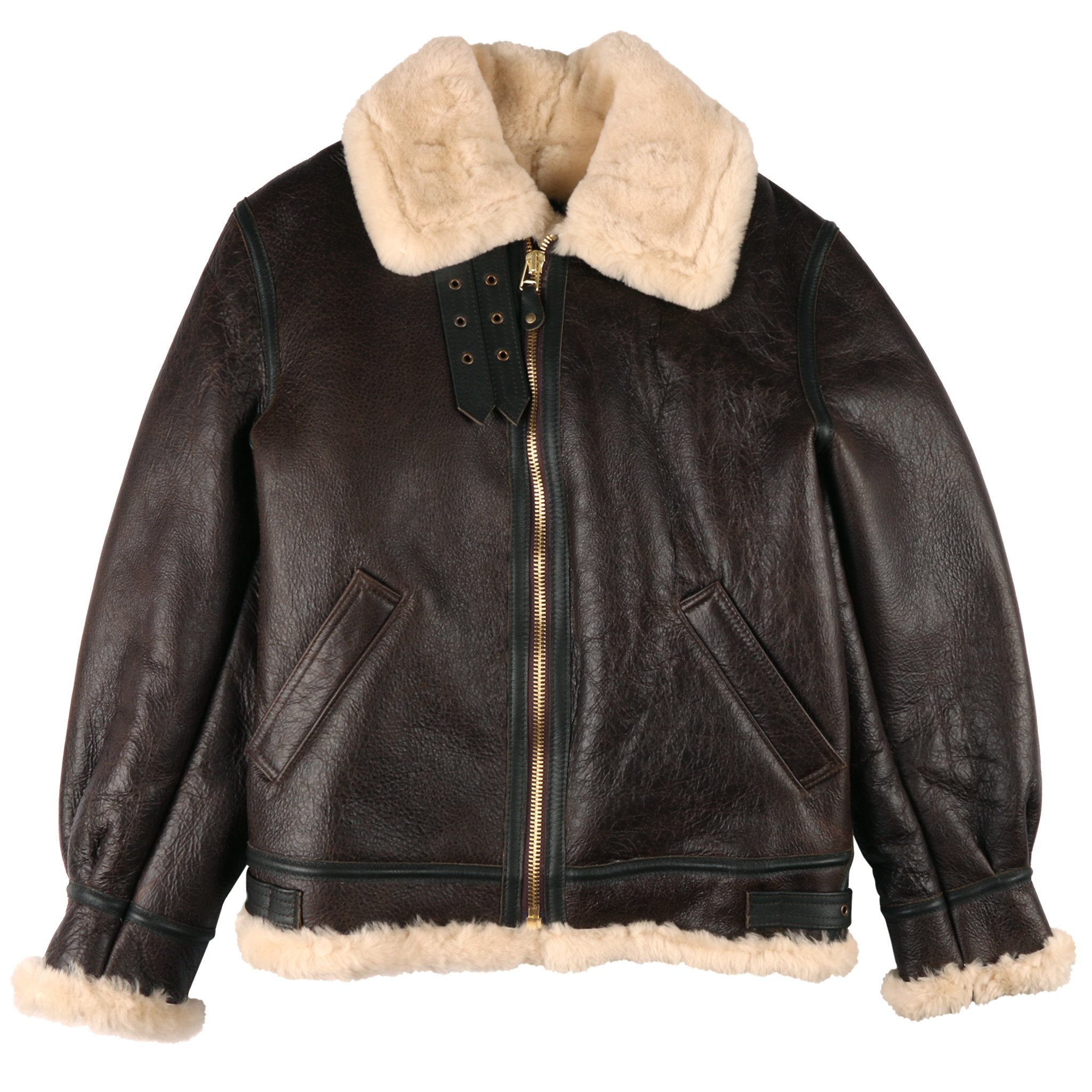 257S - Classic B-3 Sheepskin Leather Bomber Jacket - Brown by Schott