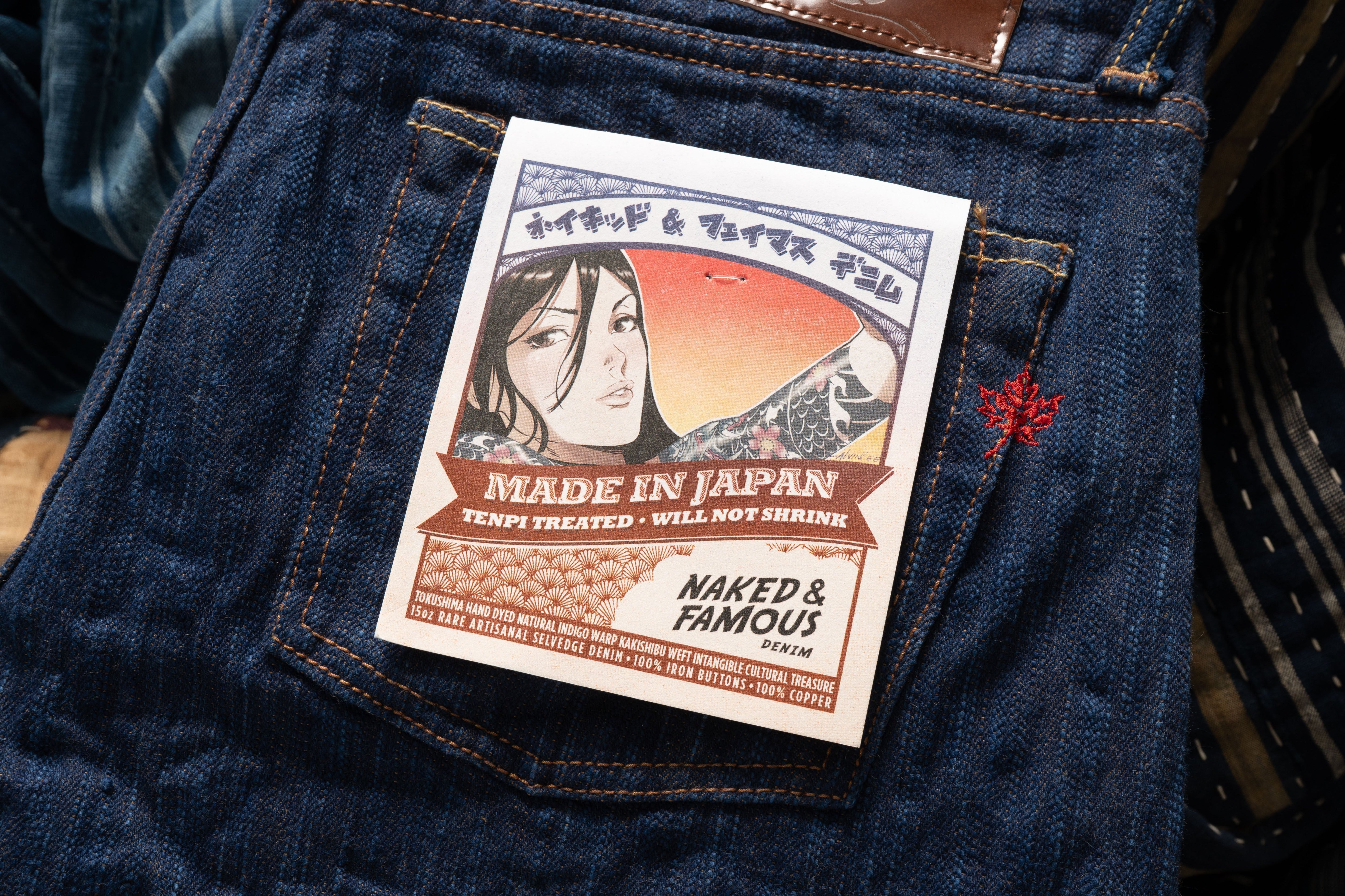 MIJ15: Hand Dyed Natural Indigo Kakishibu Intangible Cultural Treasure Selvedge Denim
