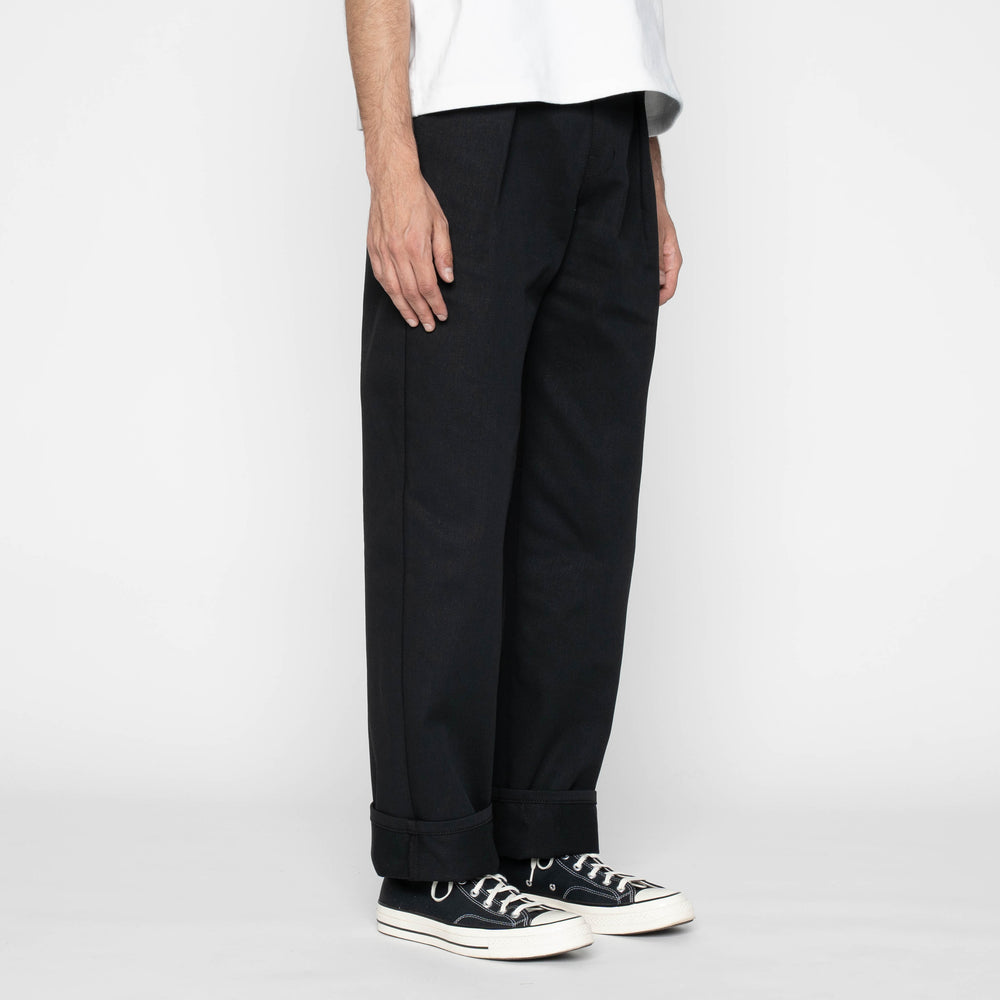Pleated Trouser - Selvedge Slacks Black by Naked & Famous Denim