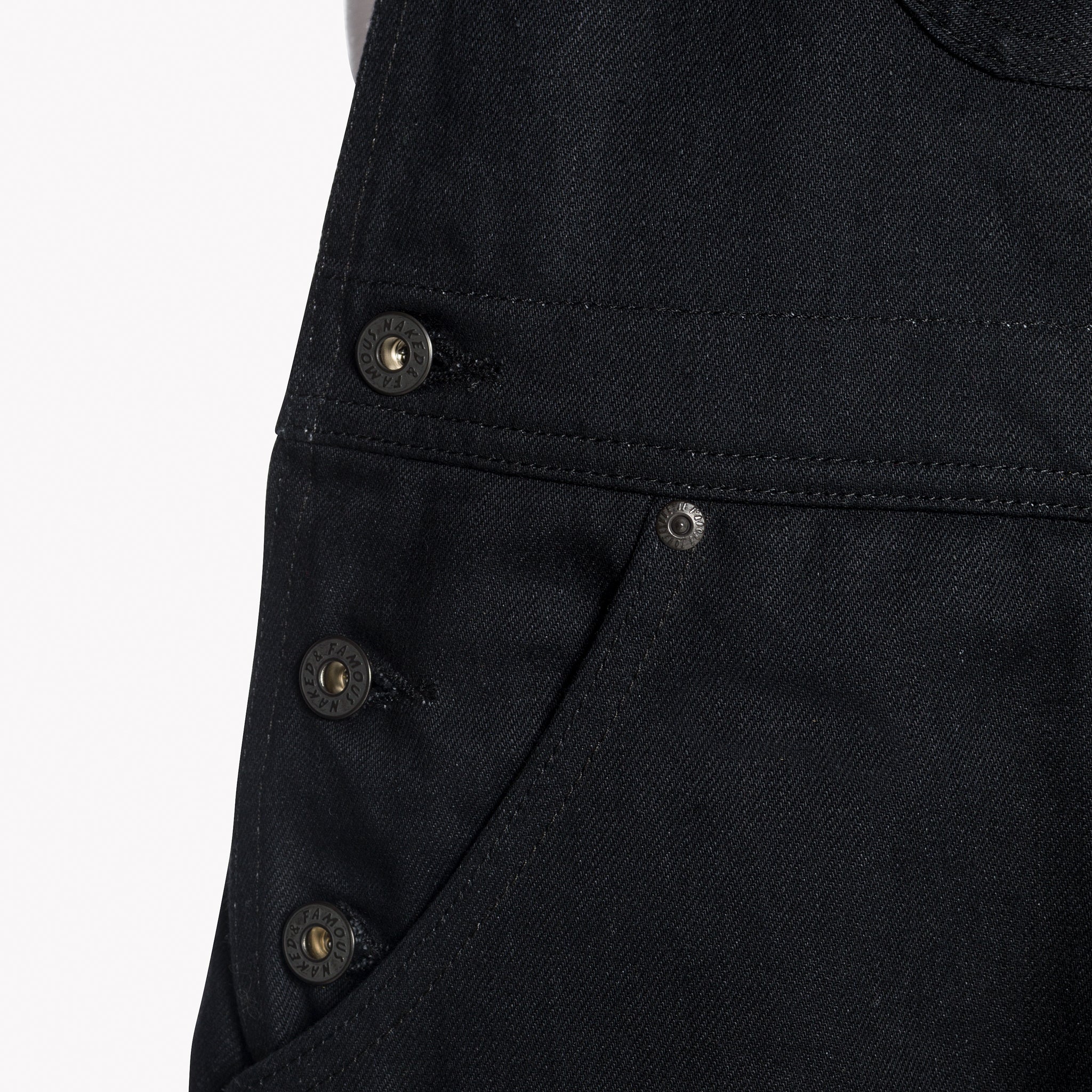 Weird Guy Overalls - Solid Black Selvedge by Naked & Famous Denim